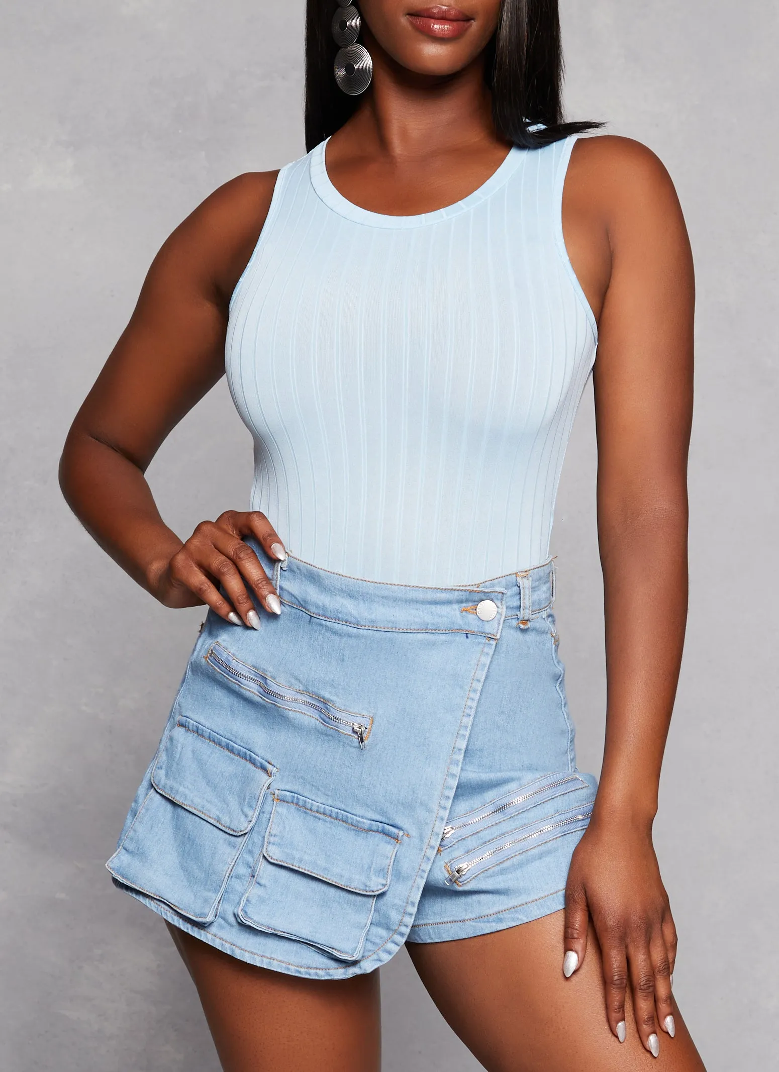 Daisy Ribbed Knit Crew Neck Sleeveless Bodysuit sold by Rainbow product image thumbnail 2