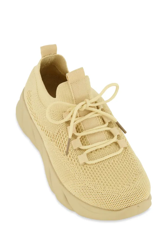 Textured Knit Slip On Platform Sneakers sold by Rainbow
