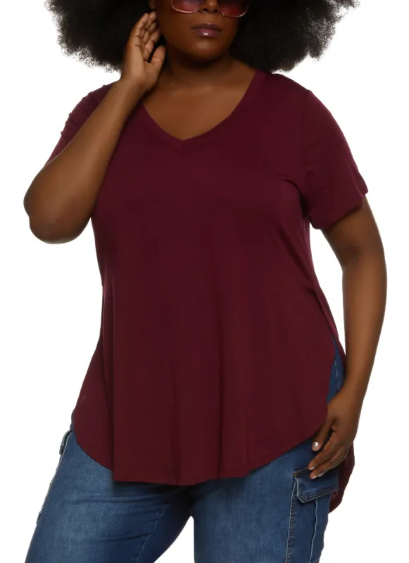 Plus Size Oversized High Low Tee sold by Rainbow