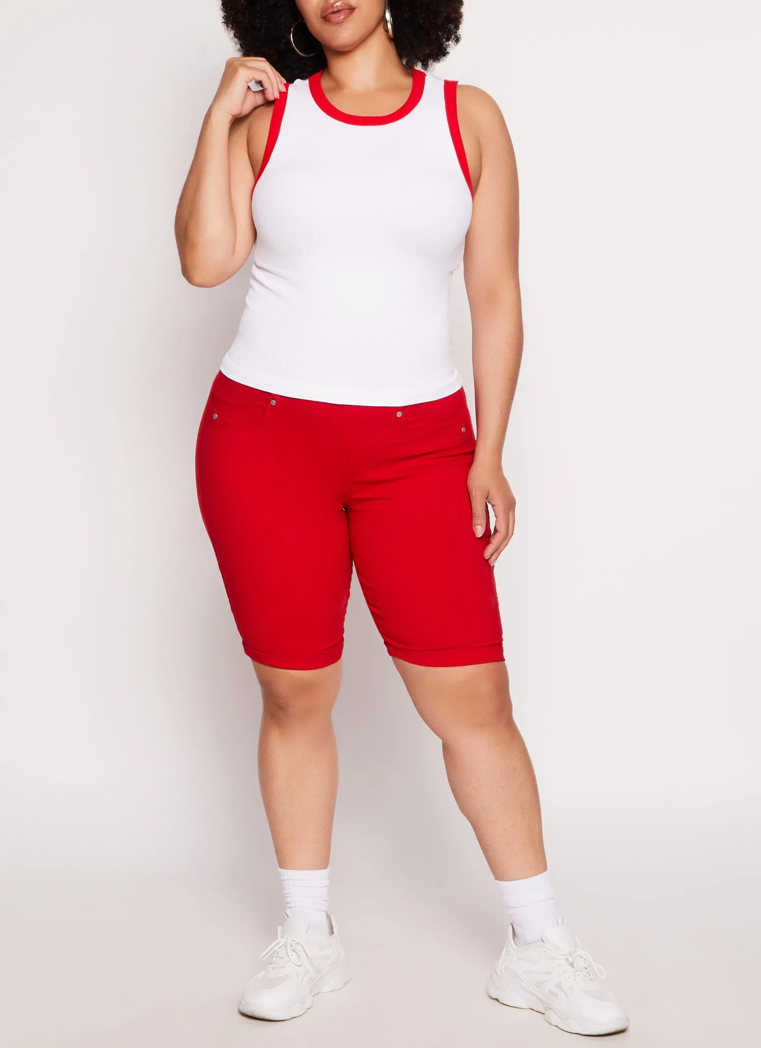 Plus Size Seamless Ribbed Contrast Trim Tank Top sold by Rainbow product image thumbnail 2