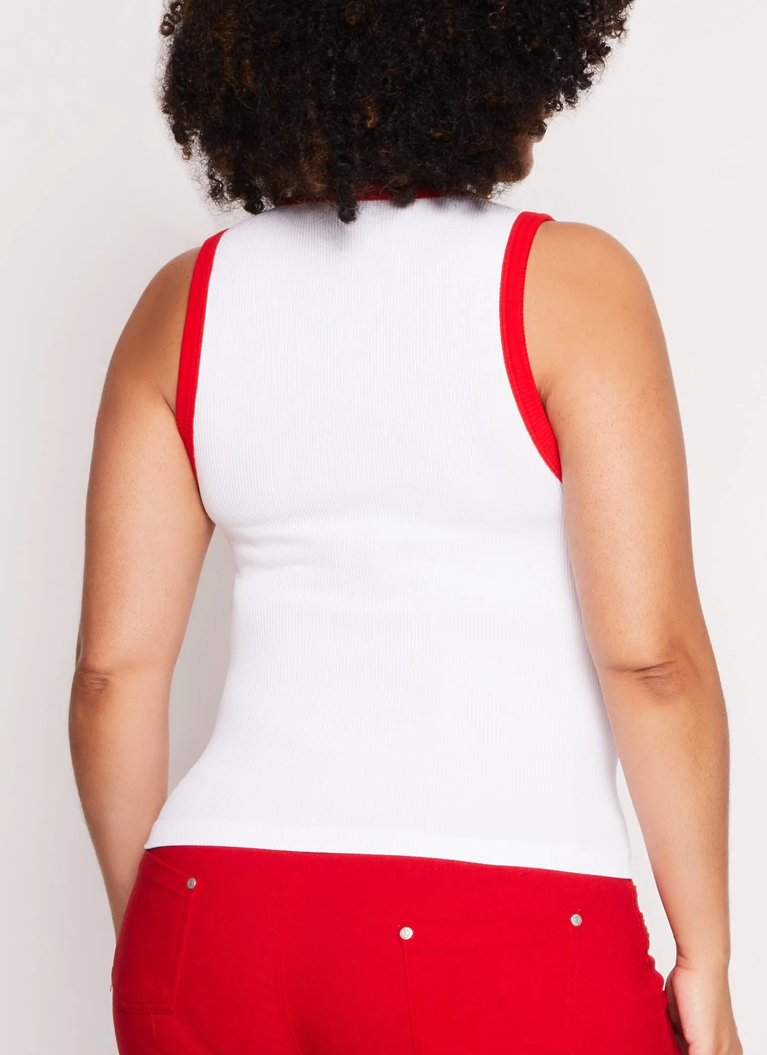 Plus Size Seamless Ribbed Contrast Trim Tank Top sold by Rainbow product image thumbnail 3