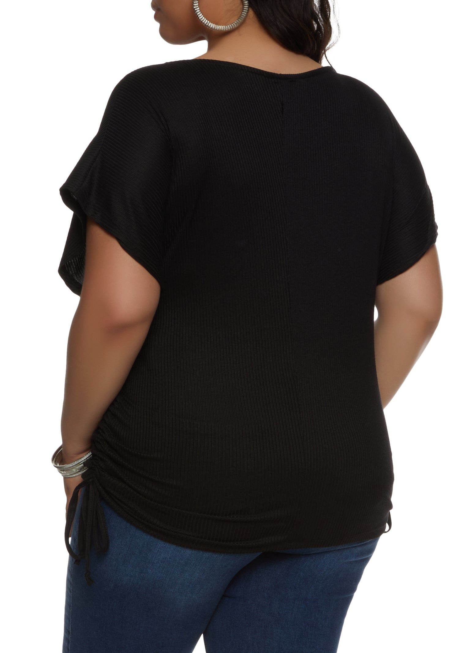 Plus Size Ribbed Knit Ruched Side Top sold by Rainbow product image thumbnail 2