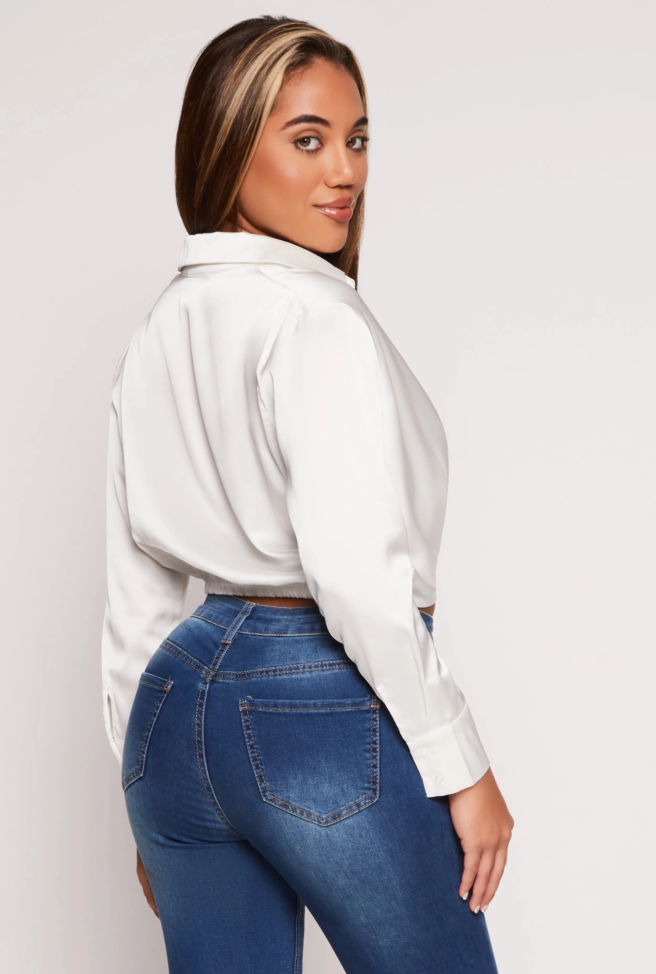 Satin Twist Front Long Sleeve Blouse sold by Rainbow product image thumbnail 3