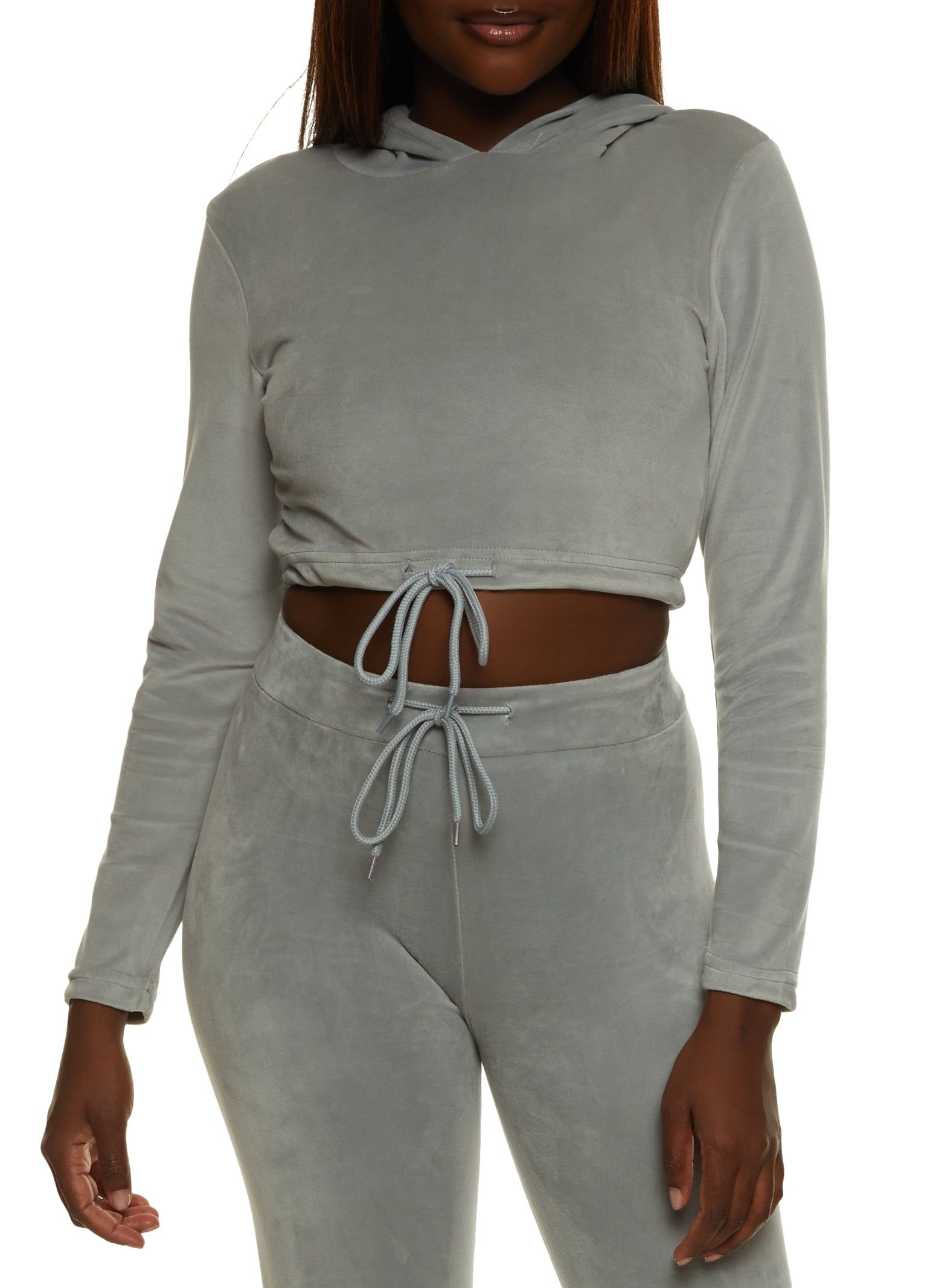 Velour Drawstring Hem Pullover Hoodie sold by Rainbow