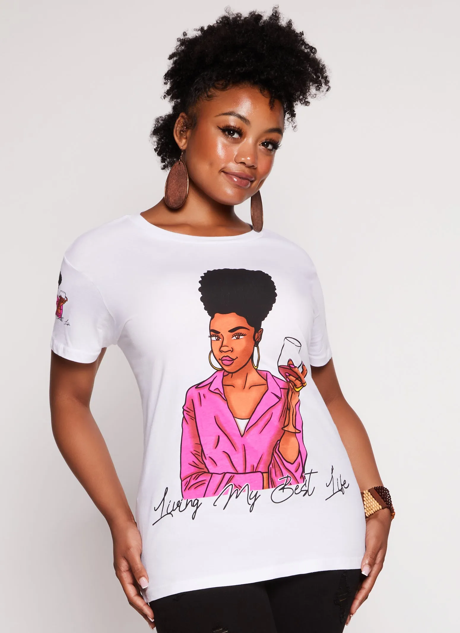Plus Size Living My Best Life Graphic Tee sold by Rainbow