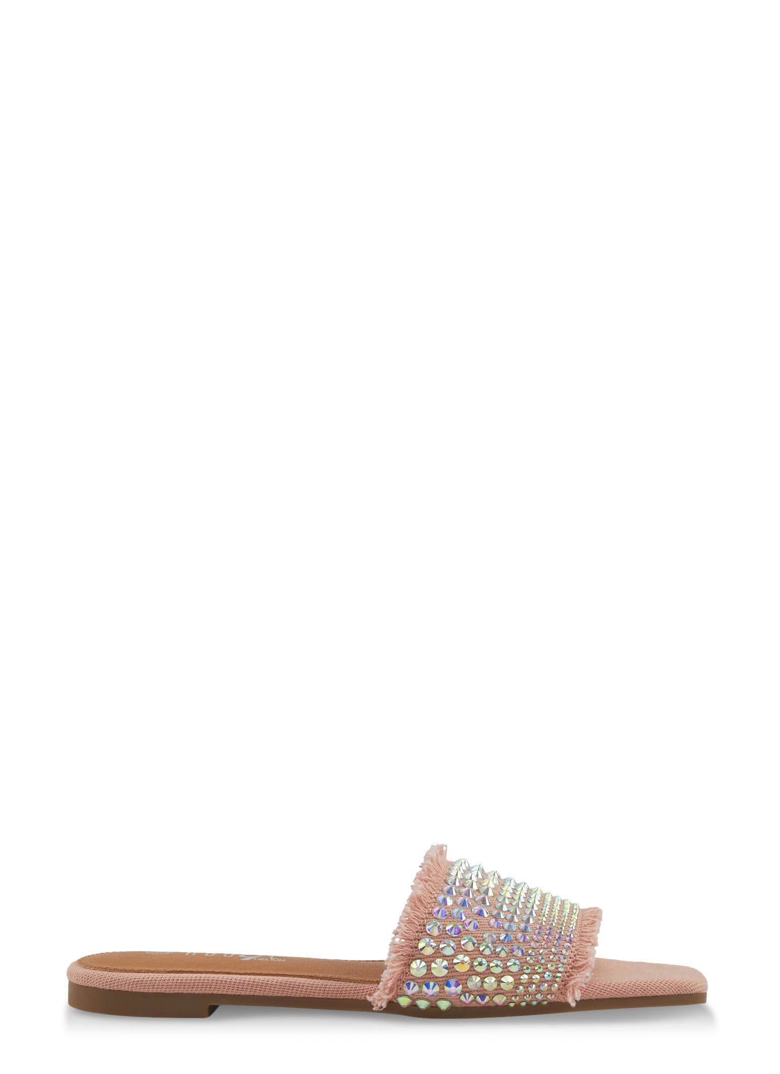 Frayed Denim Rhinestone Slide Sandals sold by Rainbow product image thumbnail 2