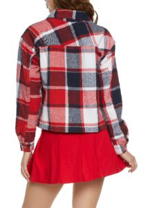 Plaid Brushed Knit Cropped Shacket sold by Rainbow