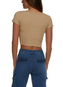 Rib Knit Scoop Neck Crop Top sold by Rainbow
