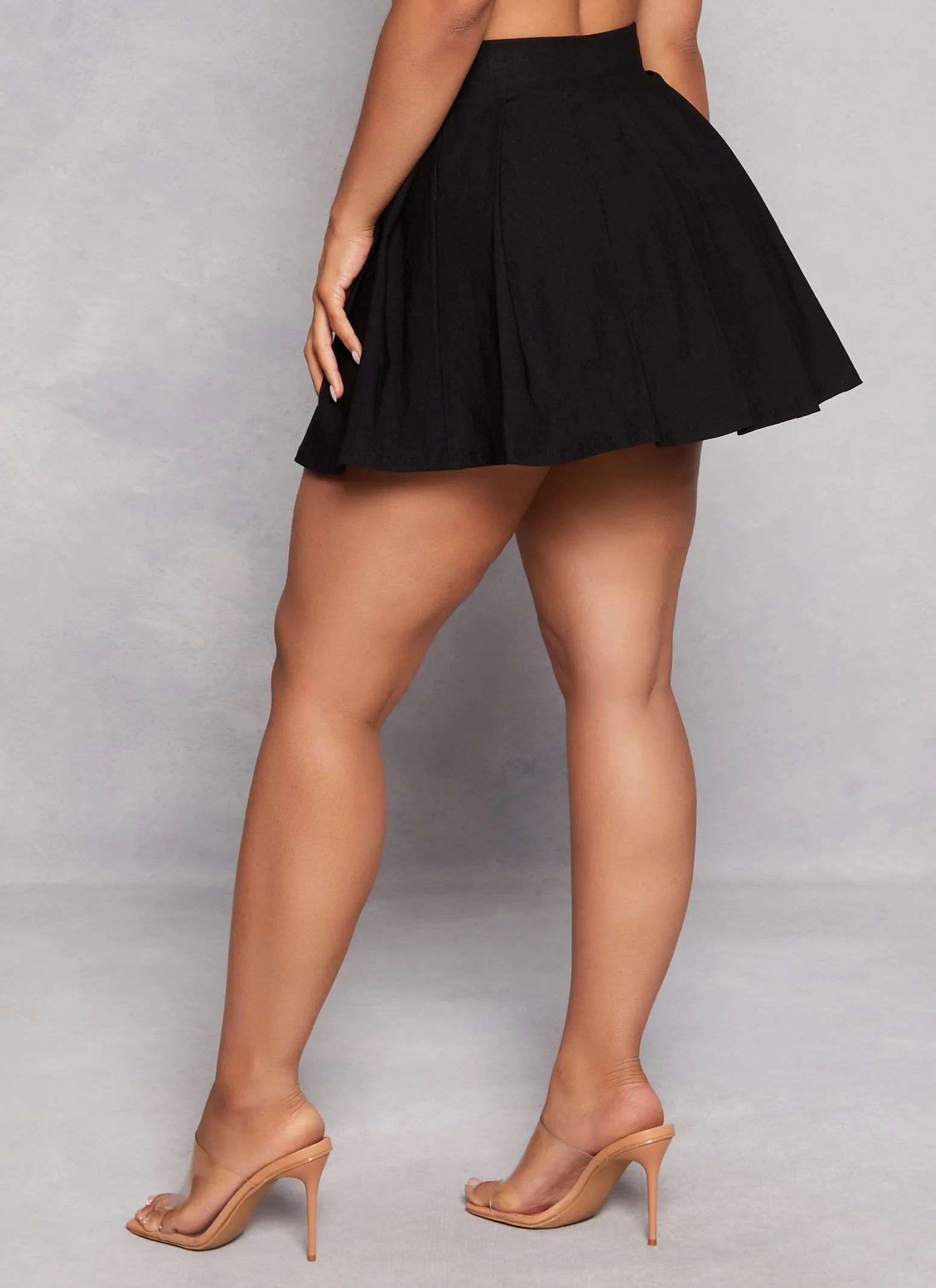 Solid Crepe Knit Pleated Mini Skirt sold by Rainbow product image thumbnail 3