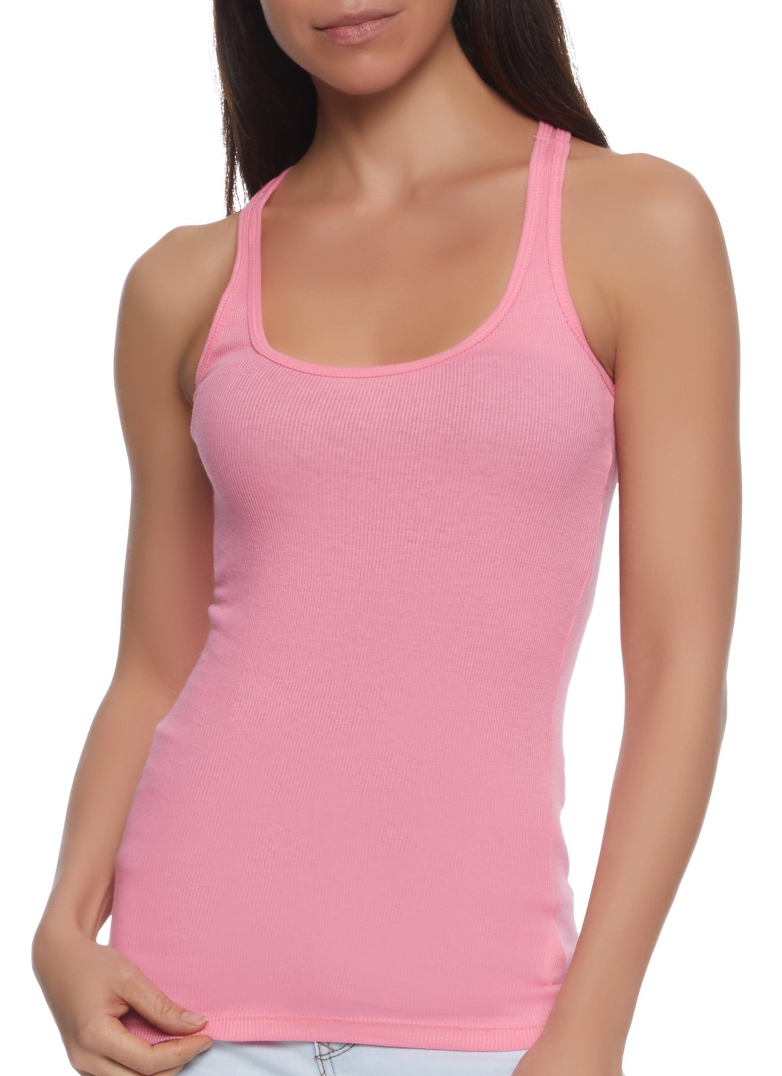 Solid Racerback Ribbed Knit Tank Top sold by Rainbow