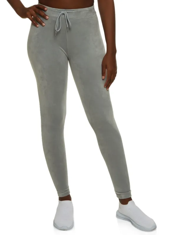 Velour Drawstring Leggings sold by Rainbow