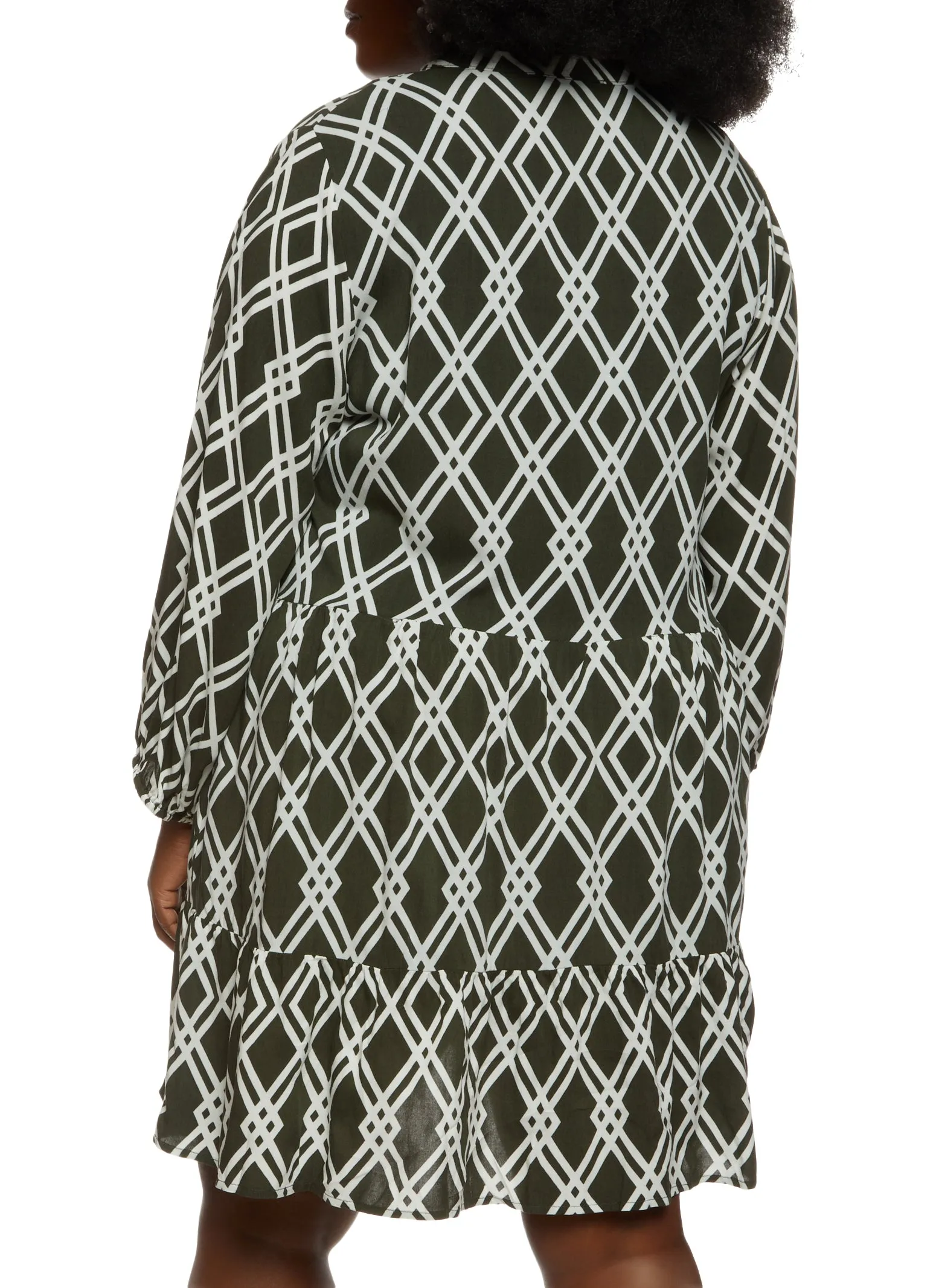 Plus Size Geo Print Tiered Shirt Dress sold by Rainbow product image thumbnail 3