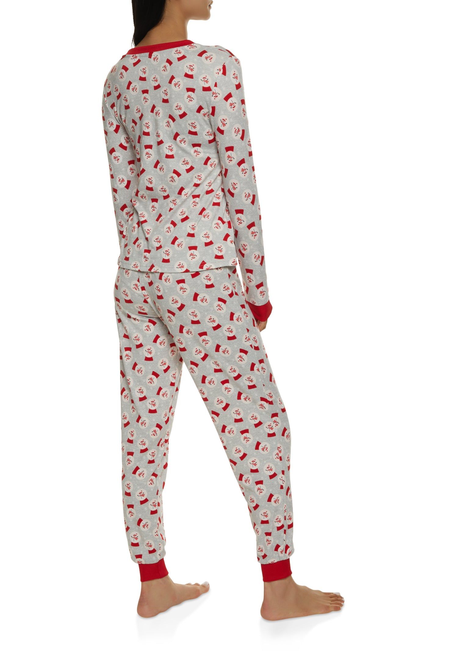 Snowman Graphic Print Henley Pajama Top and Pants Set sold by Rainbow product image thumbnail 2