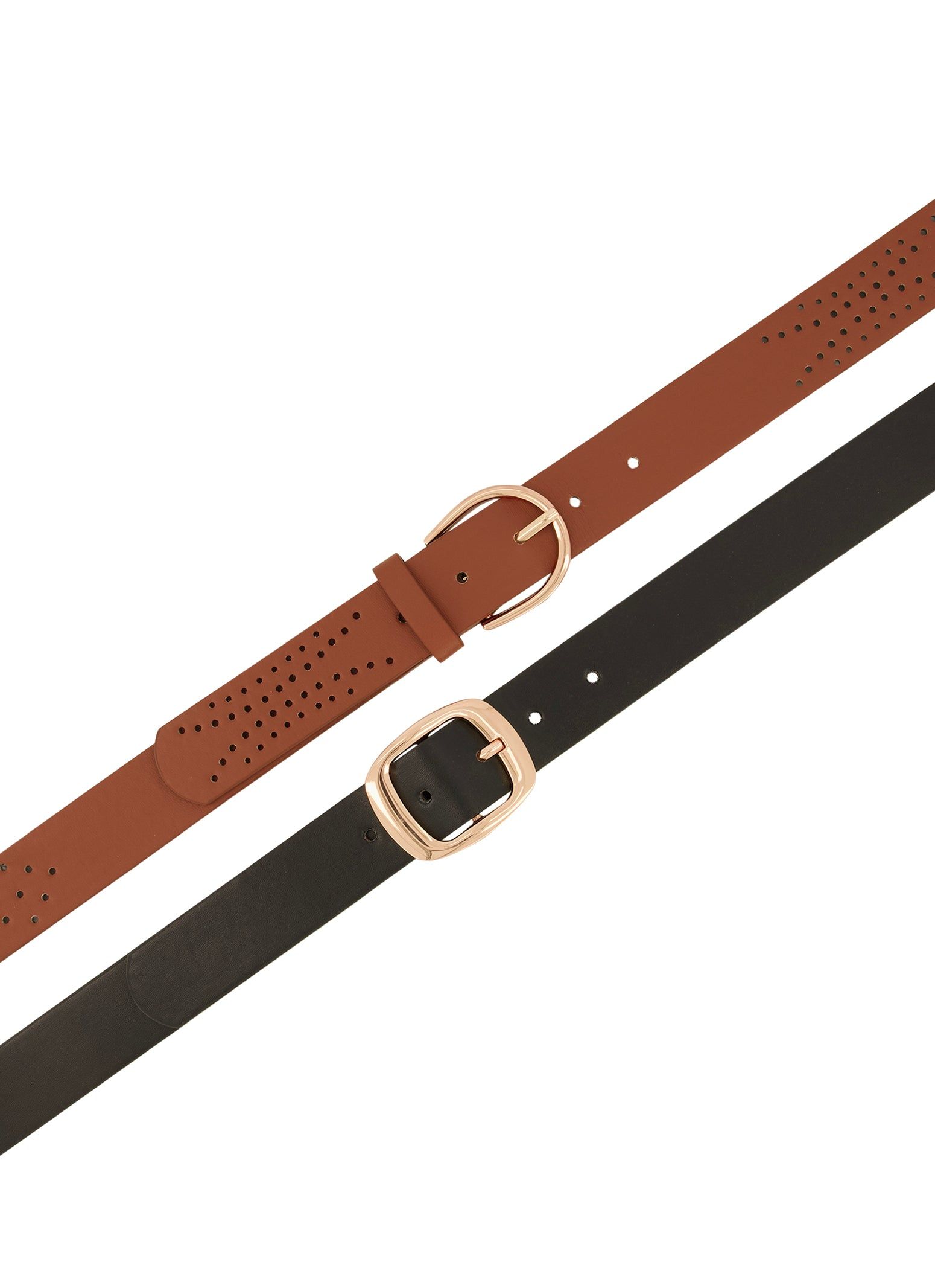 Plus Size Faux Leather Laser Cut Buckle Belts 2 Pack sold by Rainbow