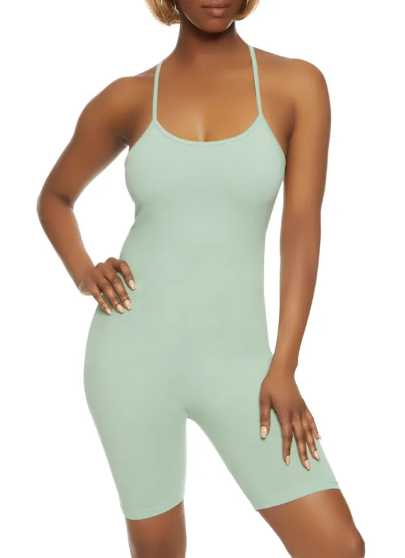 Daisy Criss Cross Back Biker Romper sold by Rainbow