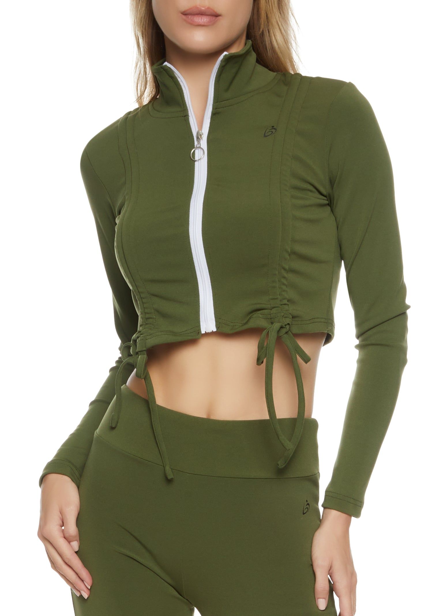 Ruched Drawstring Cropped Track Jacket sold by Rainbow