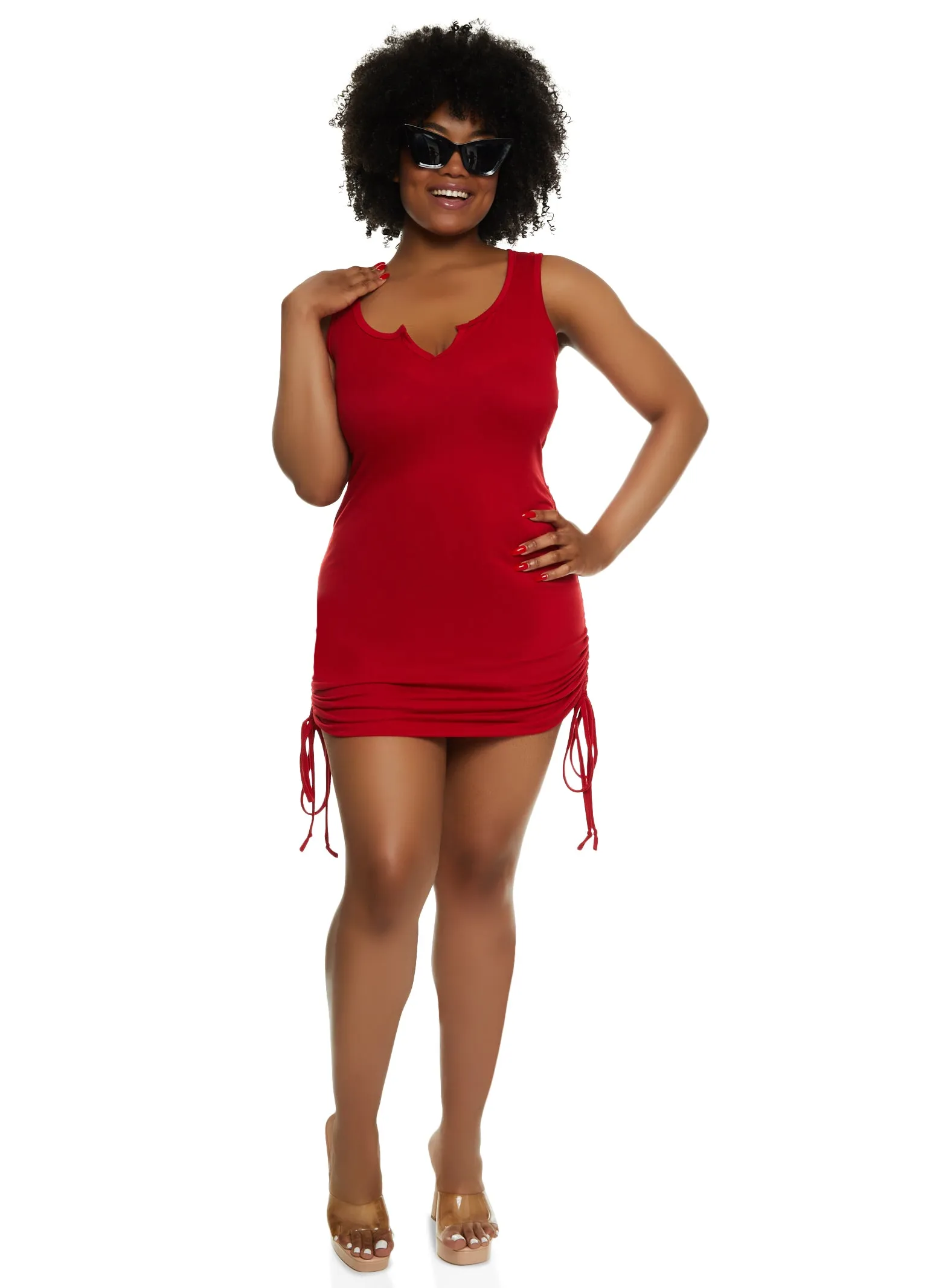 Plus Size Split V Neck Tank Dress sold by Rainbow product image thumbnail 2