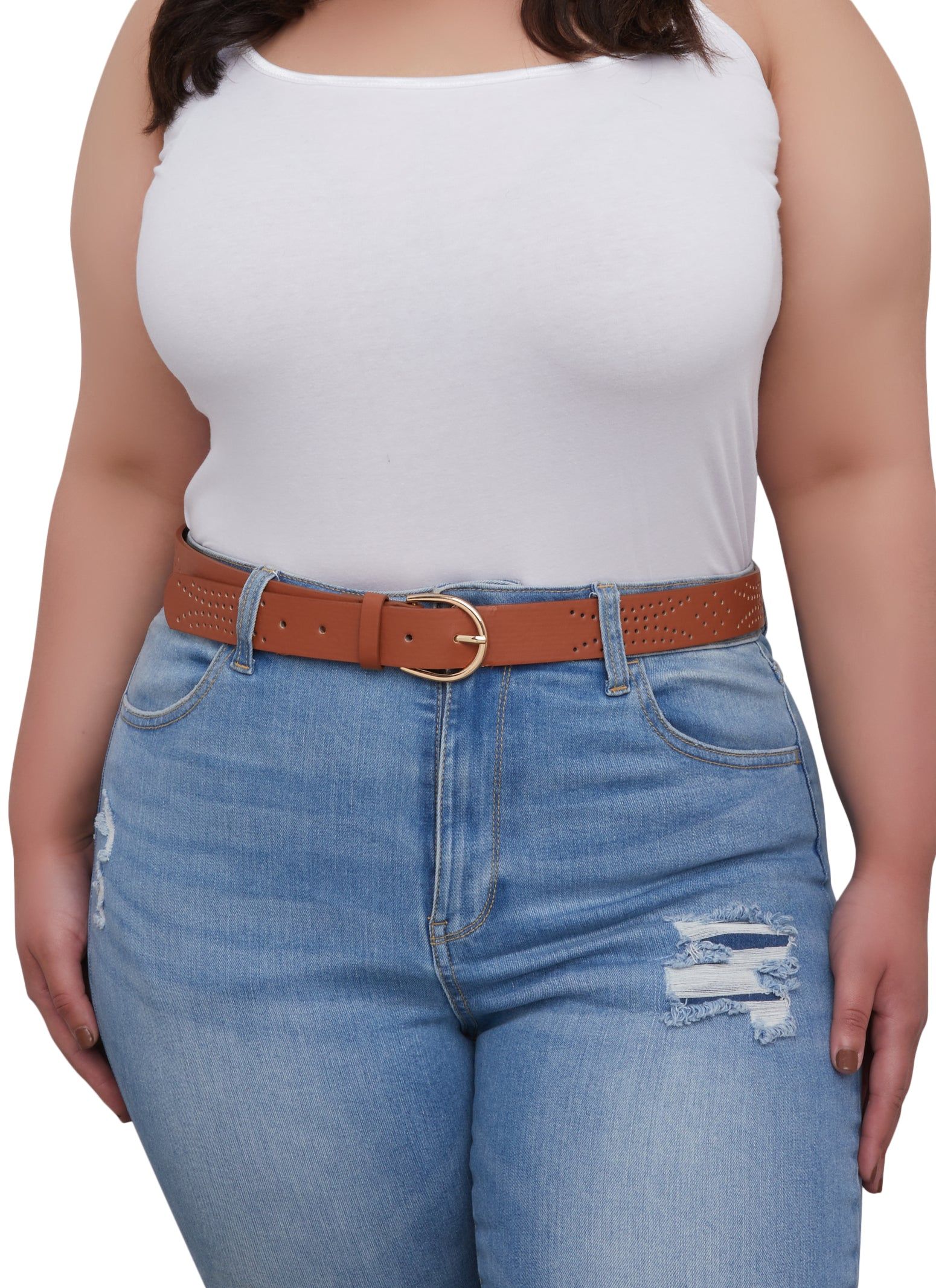 Plus Size Faux Leather Laser Cut Buckle Belts 2 Pack sold by Rainbow product image thumbnail 2