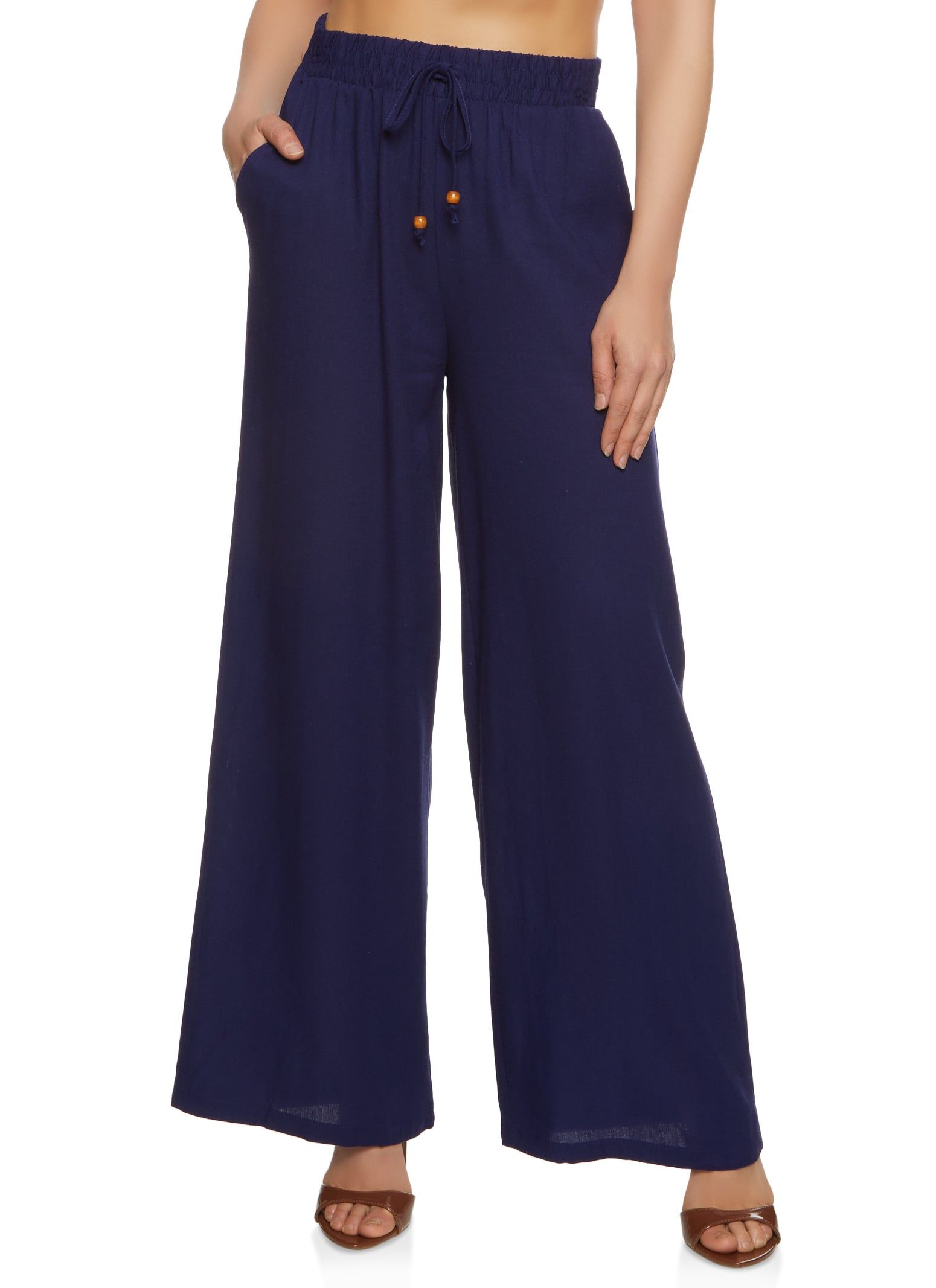Iris Beaded Faux Drawstring Palazzo Pants sold by Rainbow