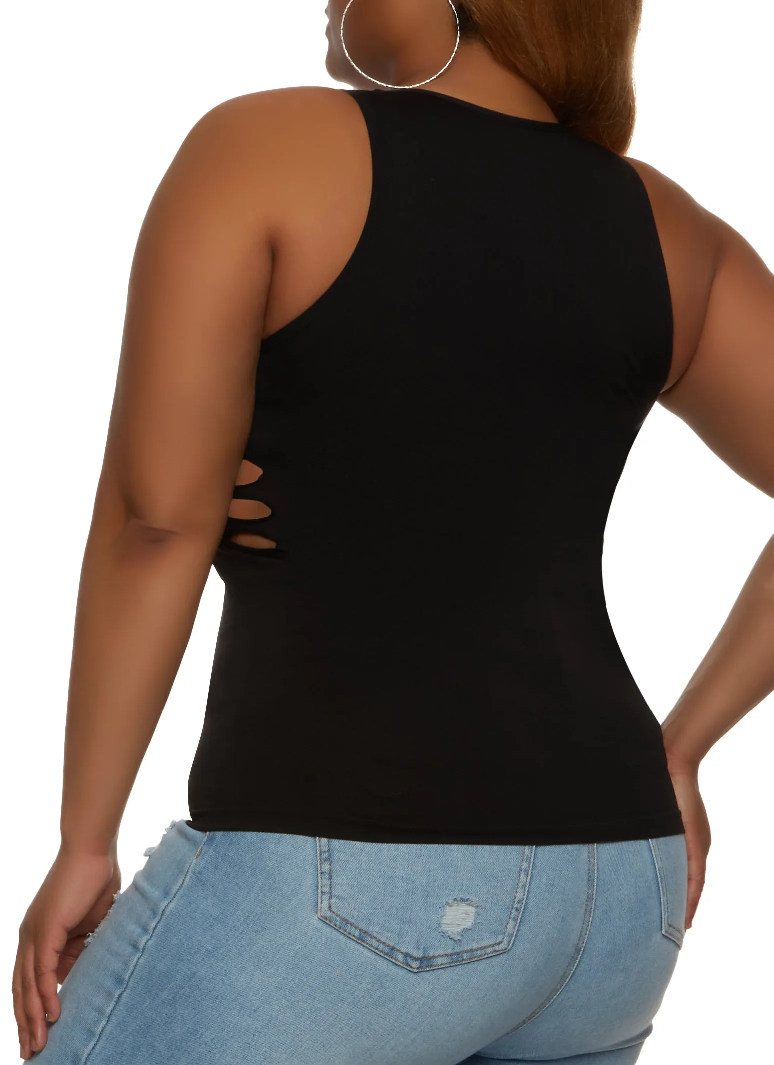 Plus Size Seamless Laser Cut High Neck Tank Top sold by Rainbow product image thumbnail 2