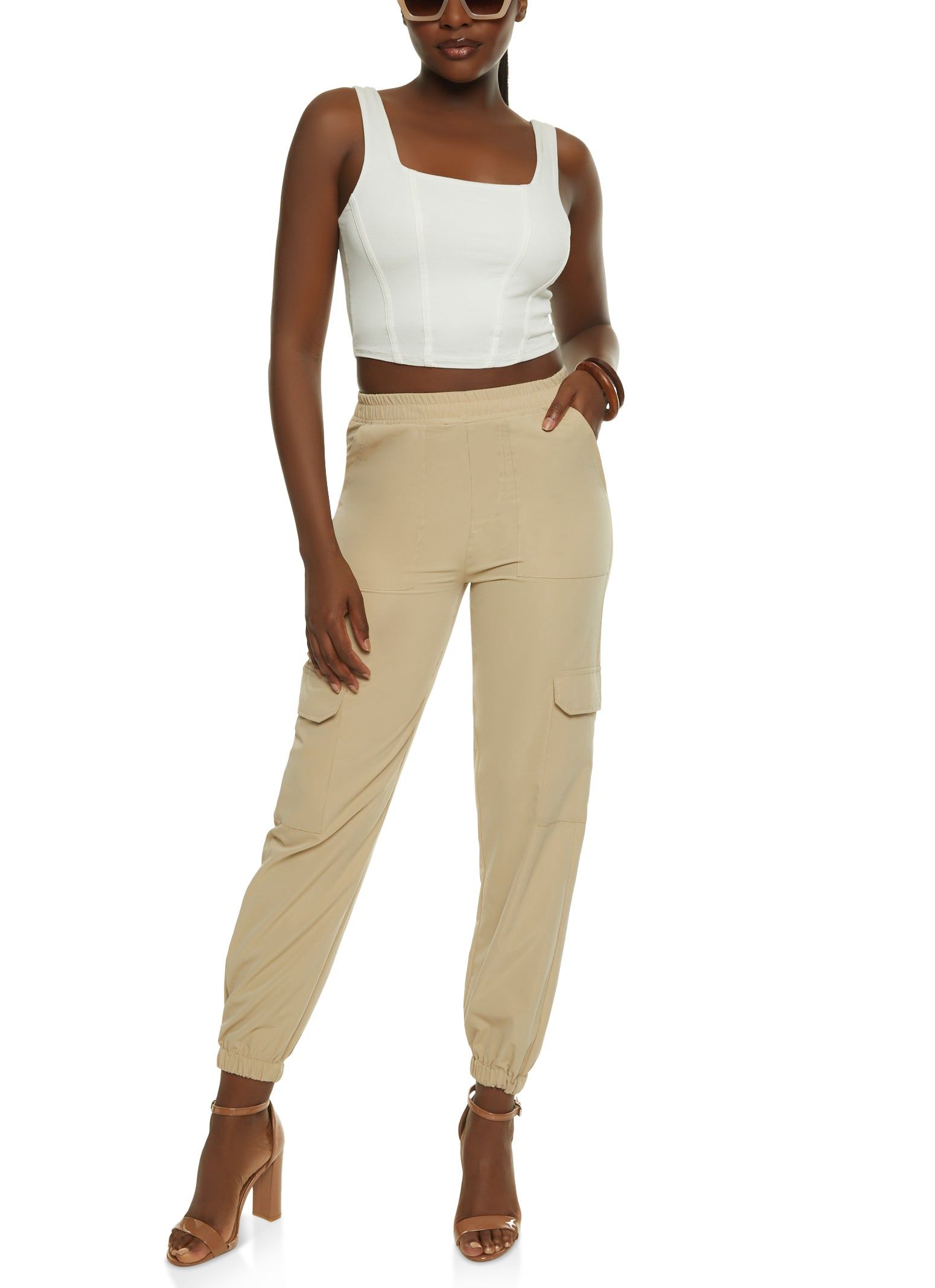 Poplin High Waist Cargo Joggers sold by Rainbow product image thumbnail 2