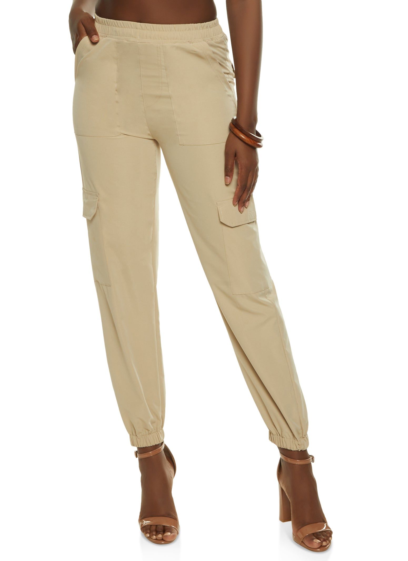 Poplin High Waist Cargo Joggers sold by Rainbow