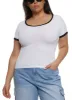 Plus Size Rib Knit Seamless Ringer Tee sold by Rainbow