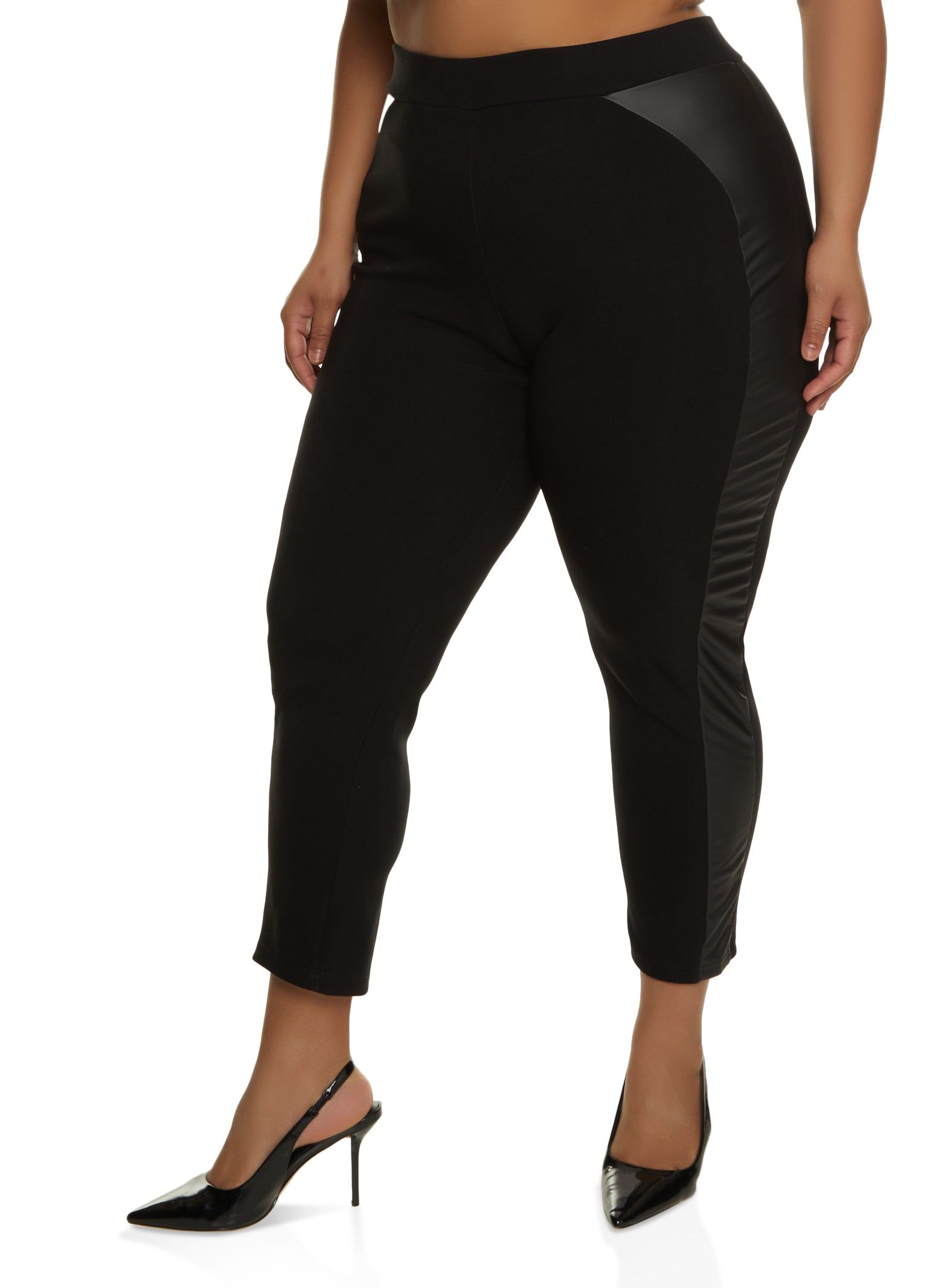 Plus Size Faux Leather Detail Scuba Pants sold by Rainbow