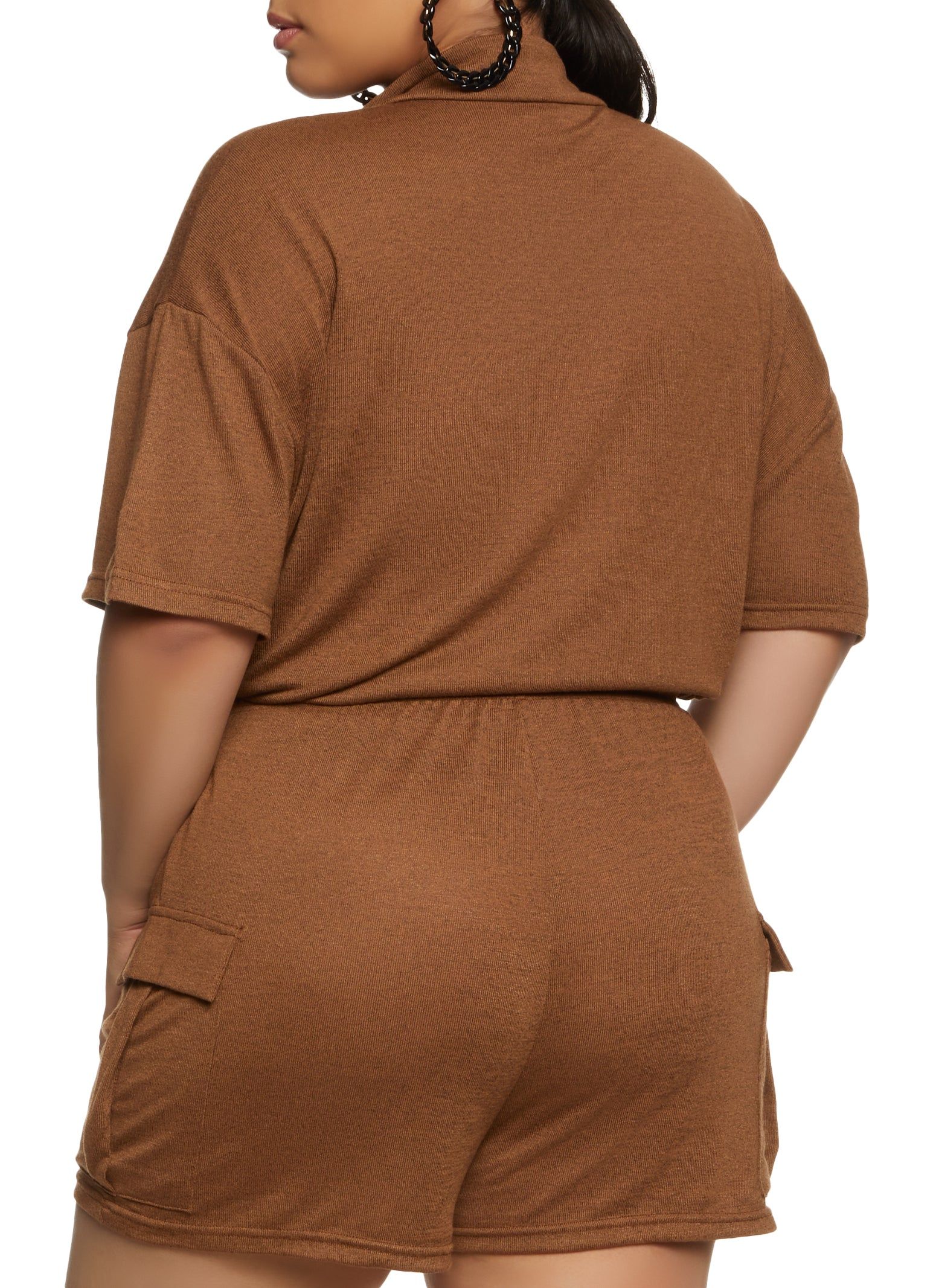 Plus Size Brushed Knit Cargo Pocket Crop Top sold by Rainbow product image thumbnail 3