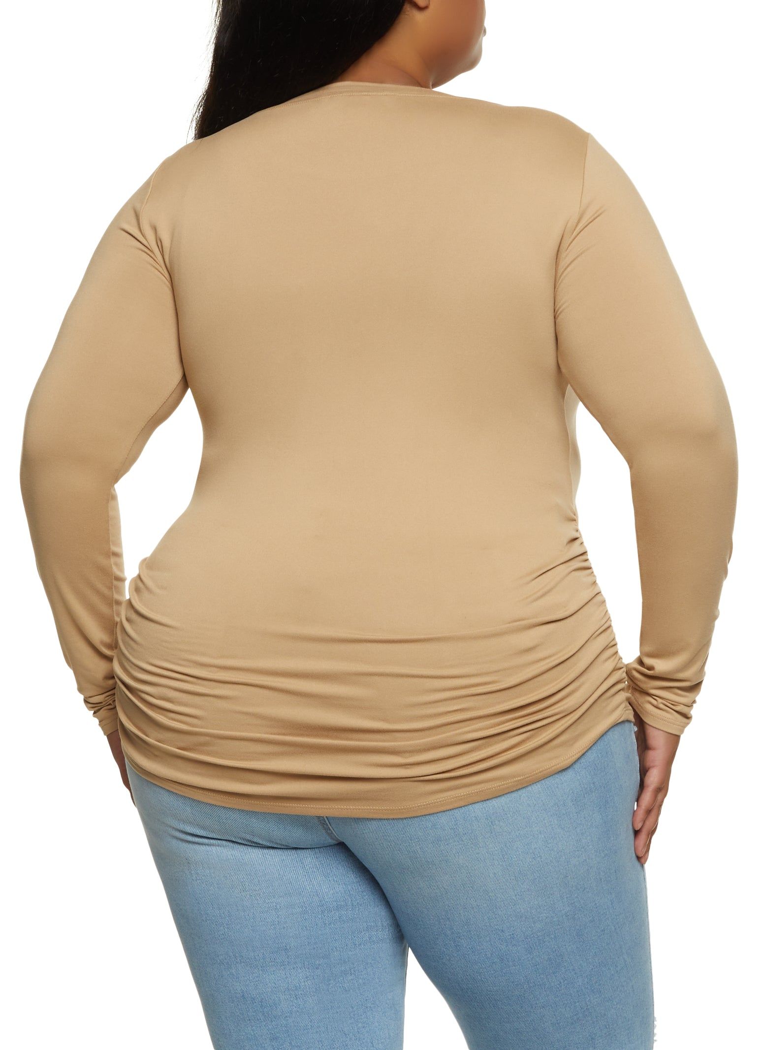 Plus Size Basic Ruched Crew Neck Top sold by Rainbow product image thumbnail 2