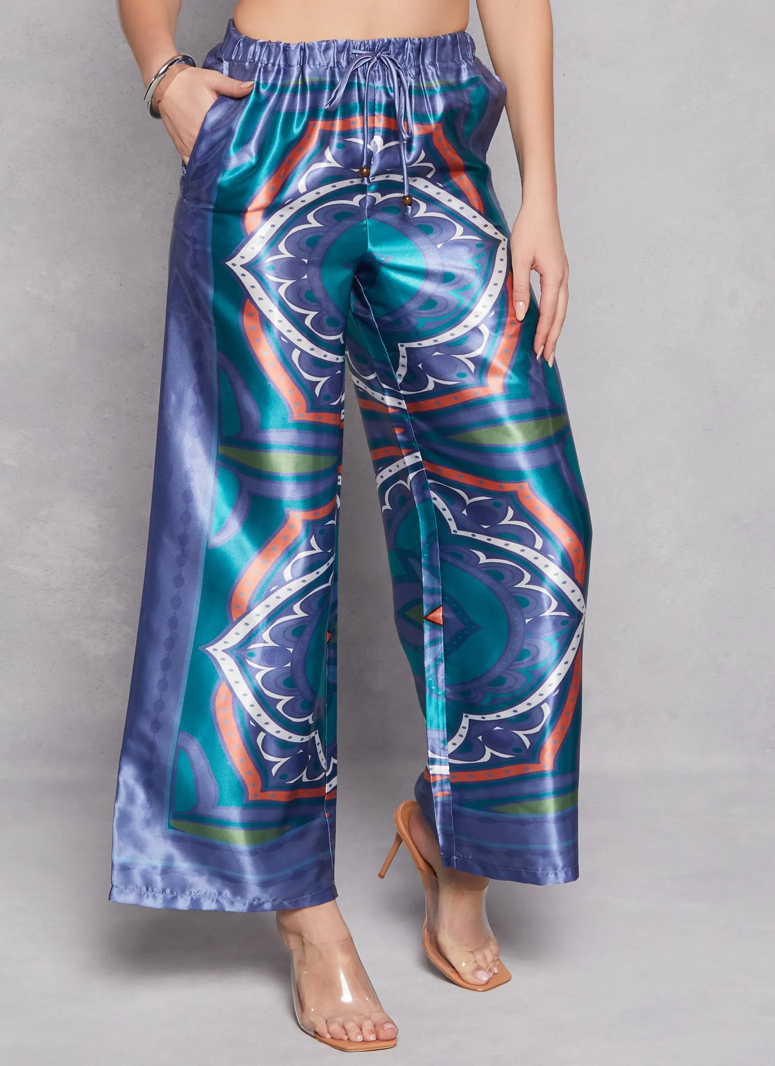 Satin Border Printed Wide Leg Pants sold by Rainbow product image thumbnail 2