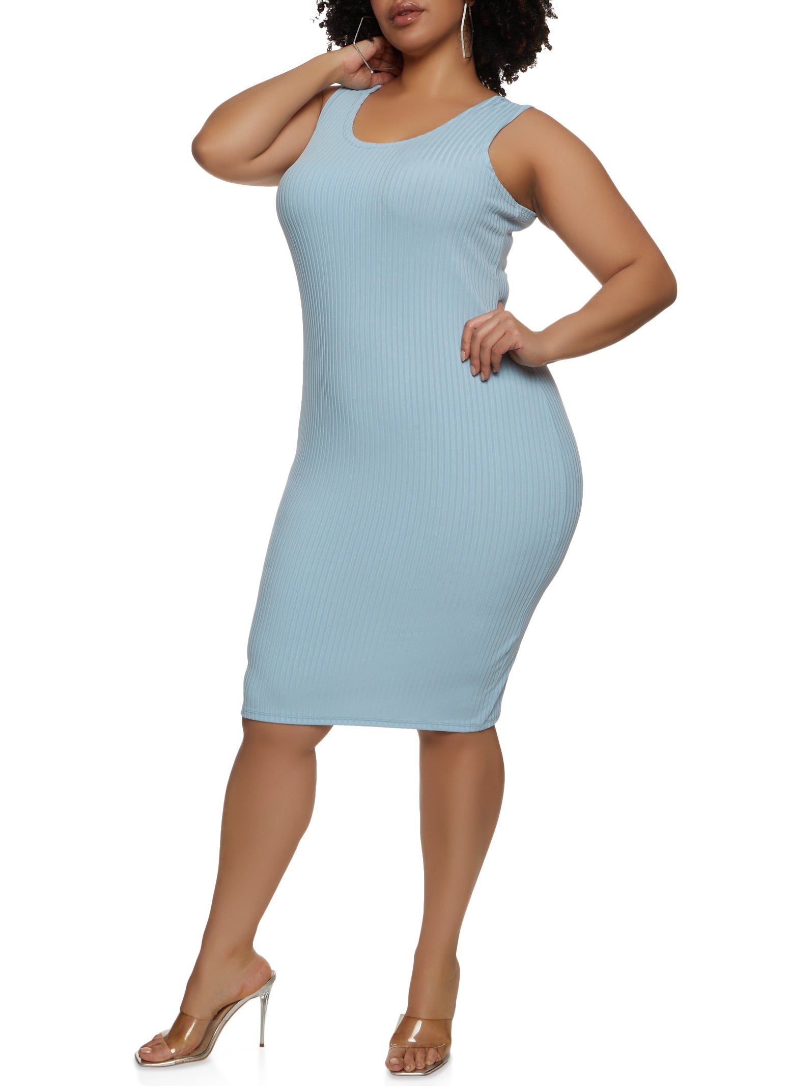 Plus Size Ribbed Scoop Neck Tank Dress sold by Rainbow
