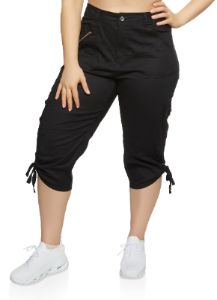 Plus Size Zip Detail Cargo Pocket Capri Pants sold by Rainbow
