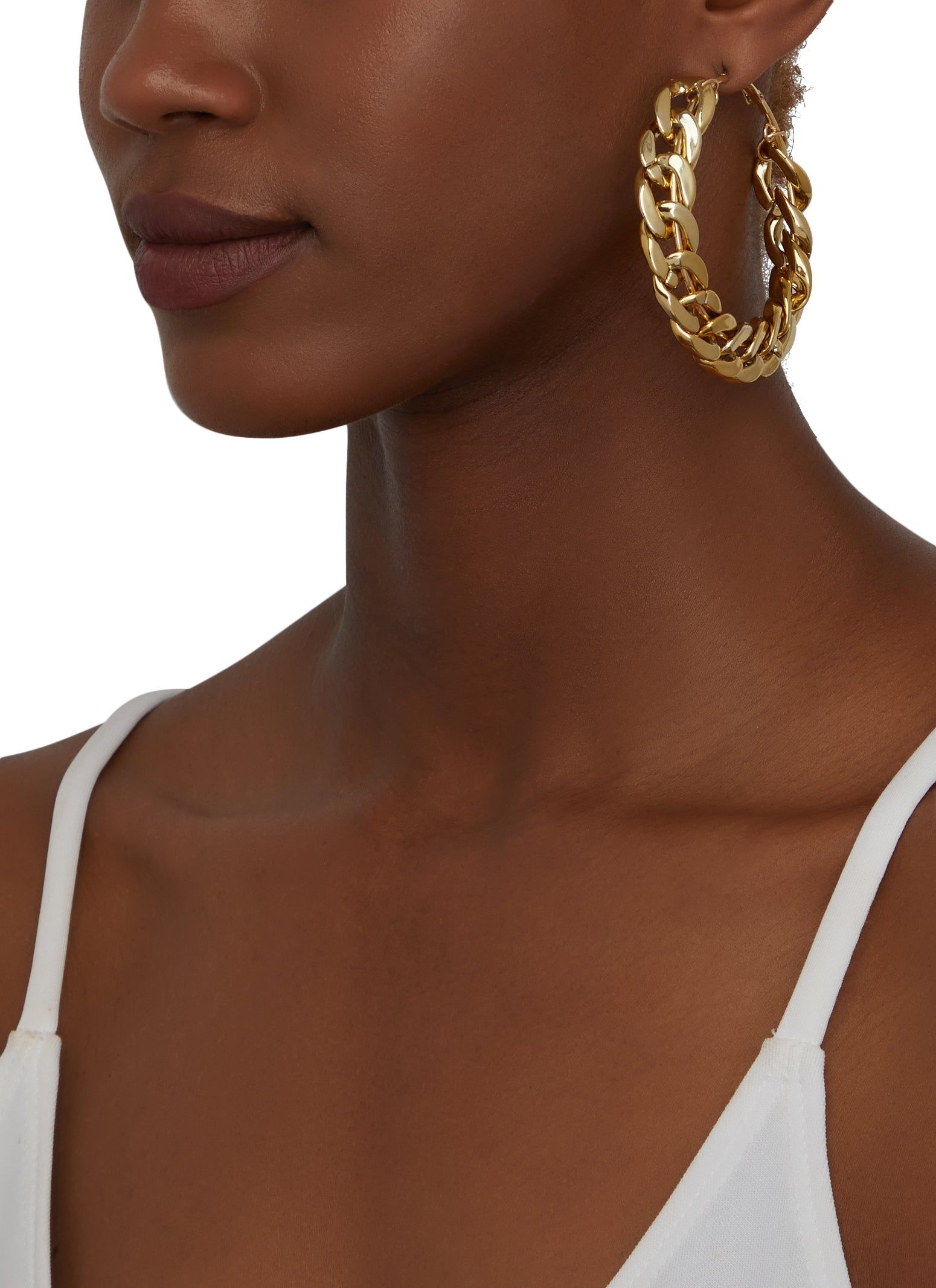 Jumbo Curb Chain Hoop Earrings sold by Rainbow