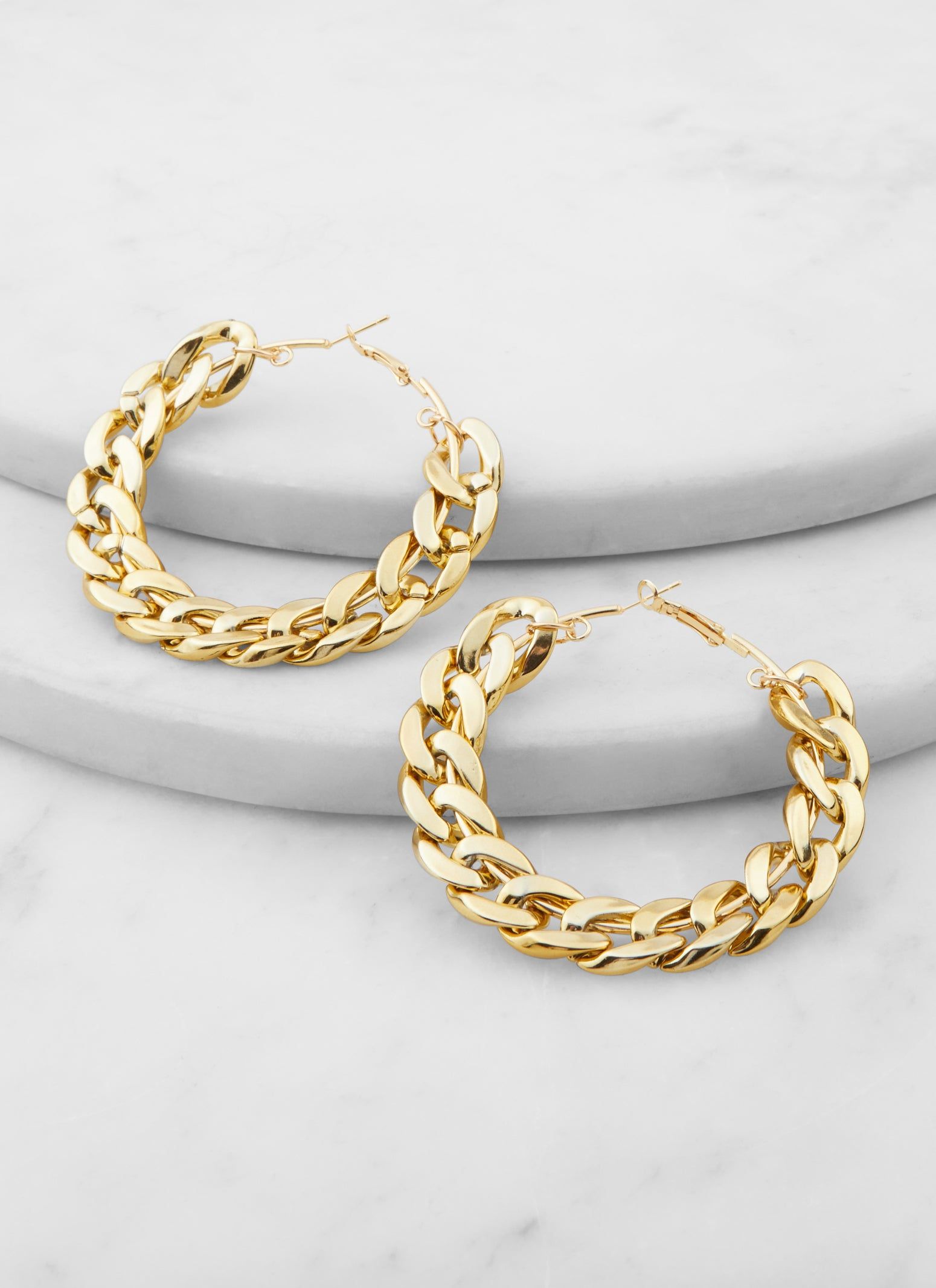 Jumbo Curb Chain Hoop Earrings sold by Rainbow product image thumbnail 2