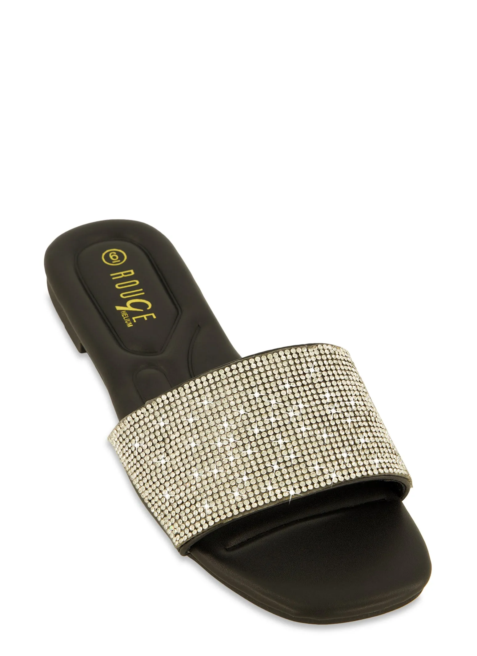 Open Toe Rhinestone Band Slide Sandals sold by Rainbow