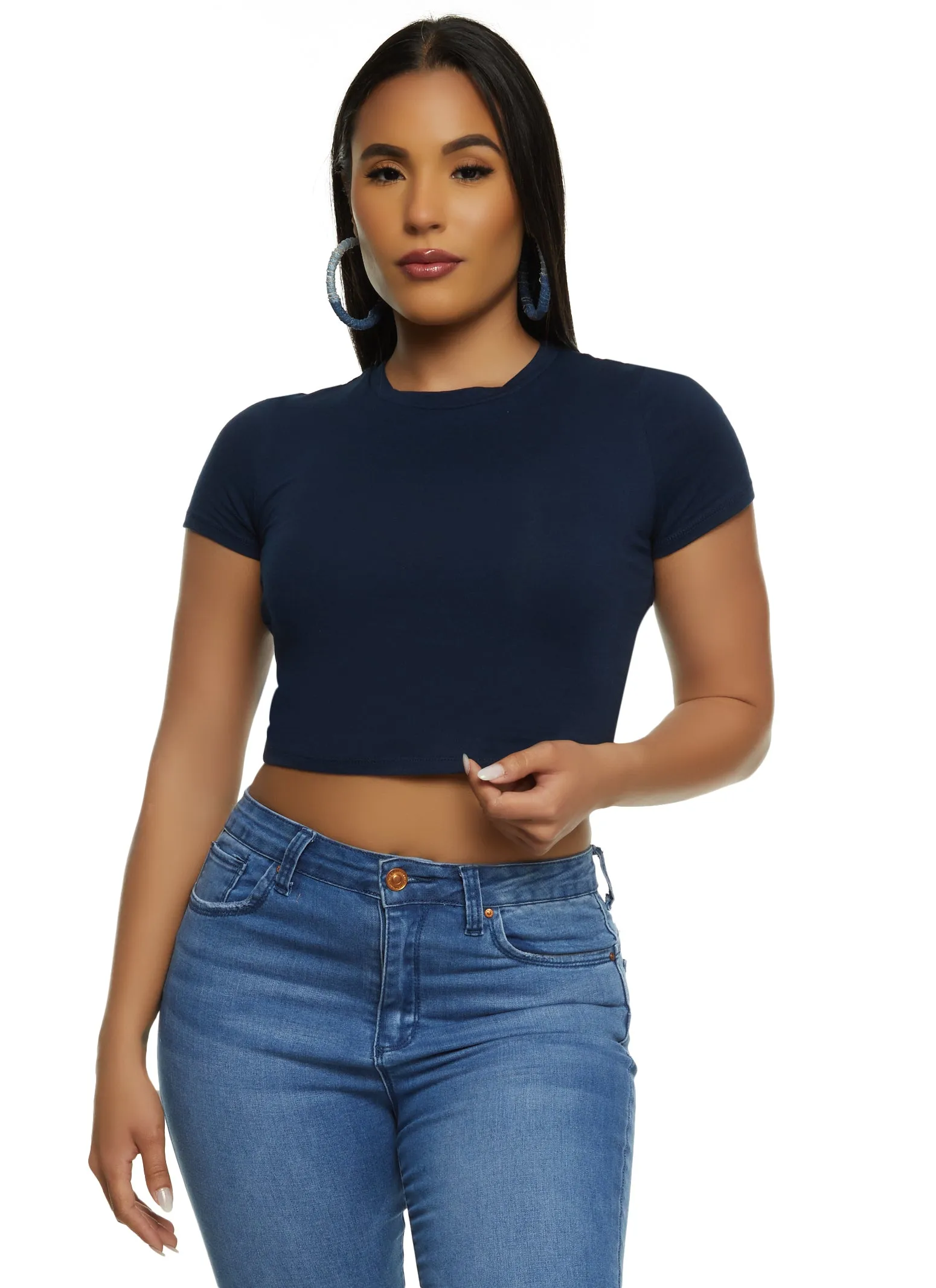 Basic Crew Neck Cropped Tee sold by Rainbow