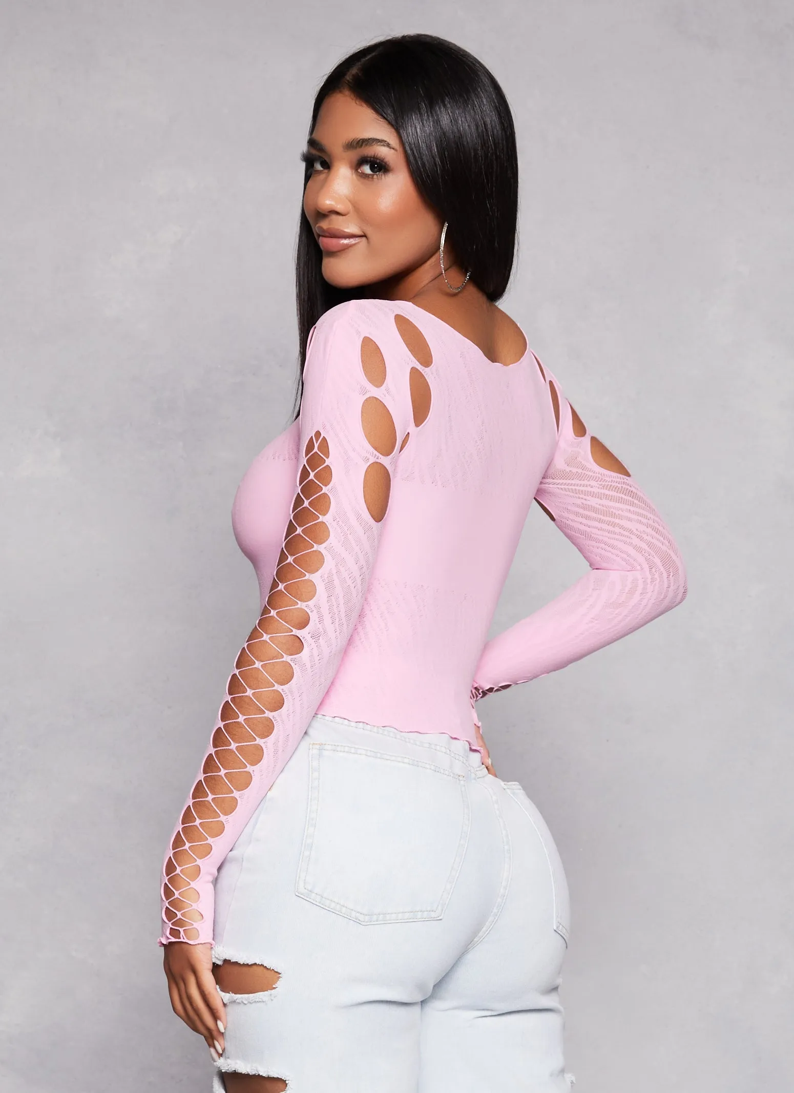 Seamless Fishnet Detail Cut Out Top sold by Rainbow product image thumbnail 3