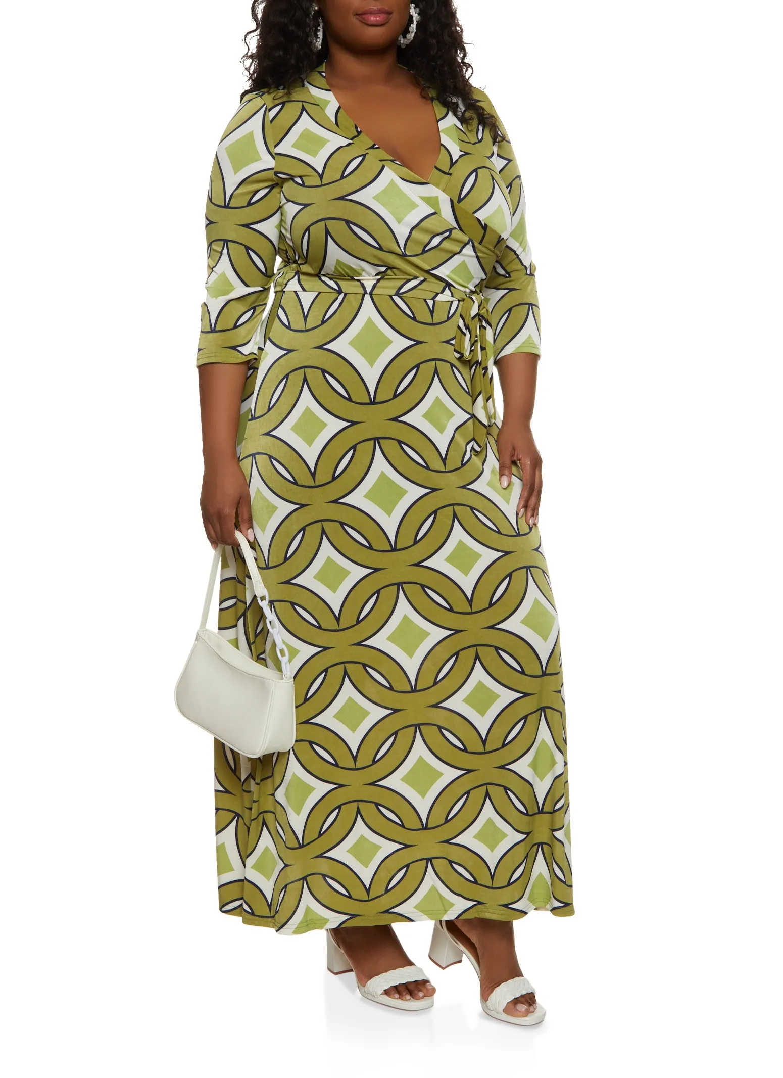 Plus Size Geo Print Faux Wrap Maxi Dress sold by Rainbow product image thumbnail 2