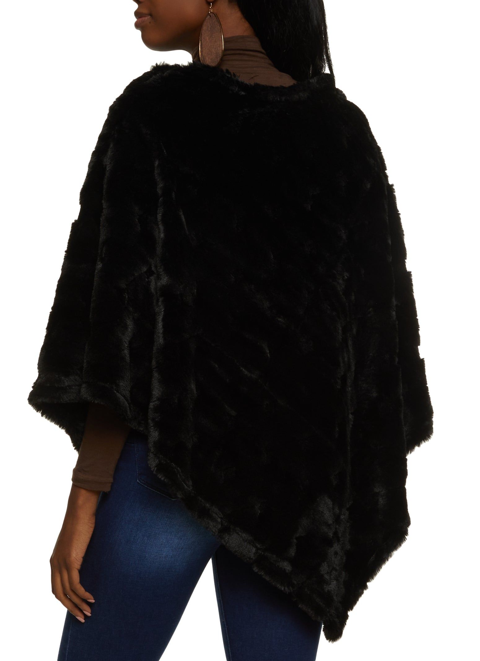 Faux Fur Pullover Asymmetric Poncho sold by Rainbow product image thumbnail 5
