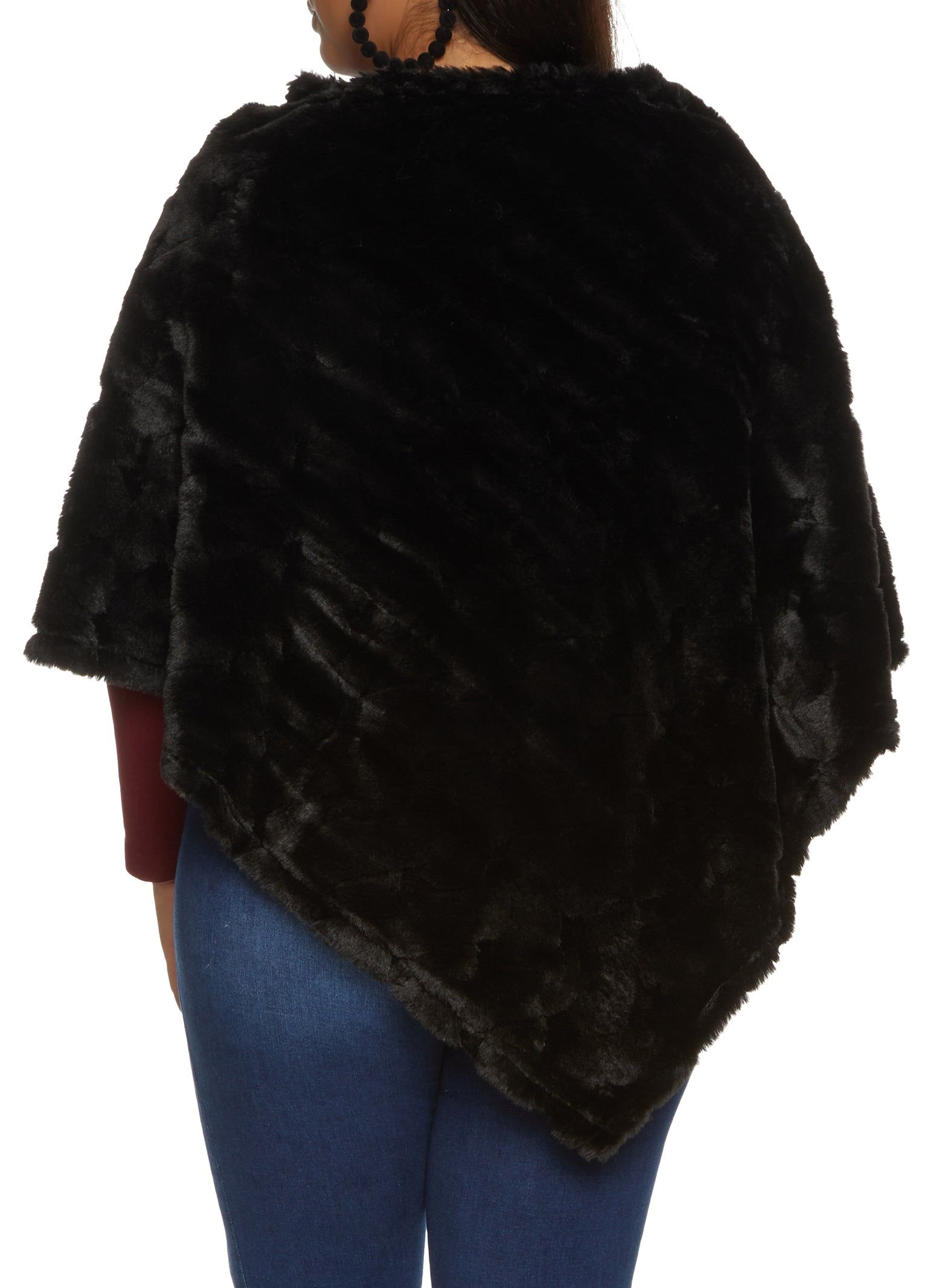 Faux Fur Pullover Asymmetric Poncho sold by Rainbow product image thumbnail 2