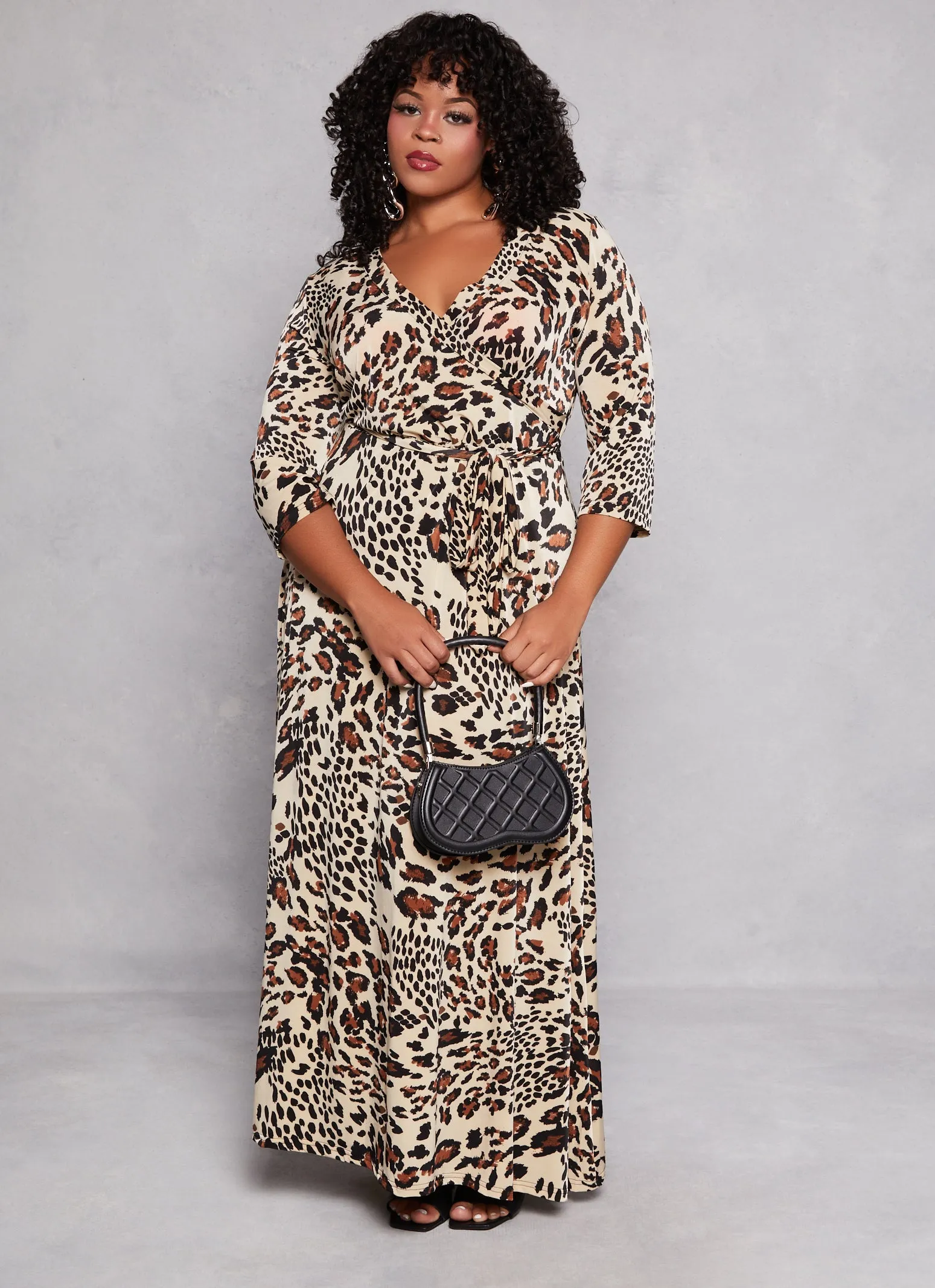 Plus Size Animal Print Faux Wrap Dress sold by Rainbow product image thumbnail 2
