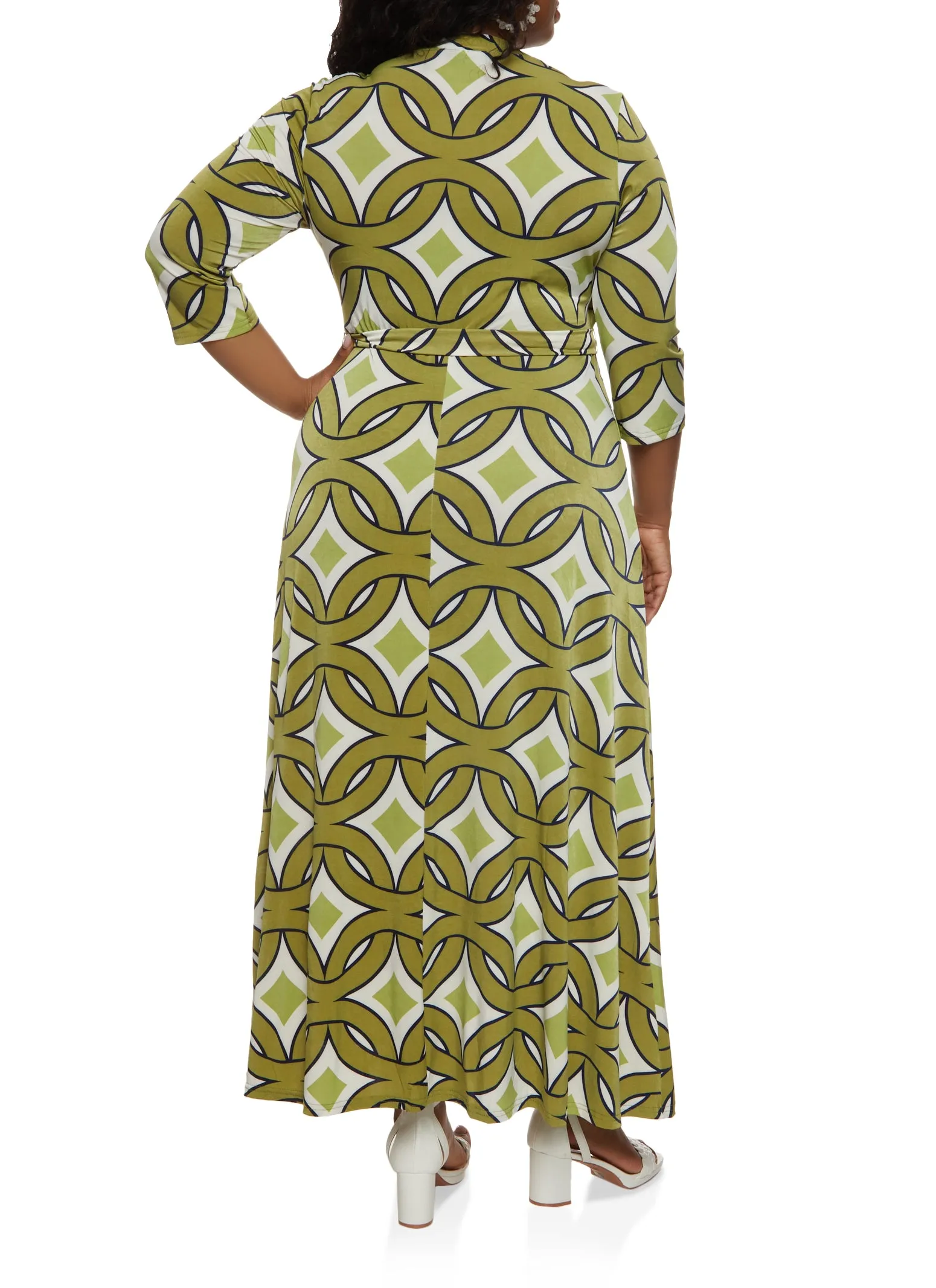 Plus Size Geo Print Faux Wrap Maxi Dress sold by Rainbow product image thumbnail 3