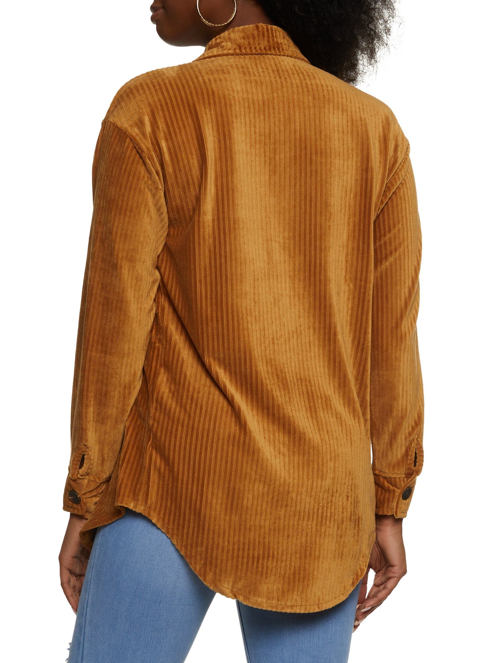 Ribbed Knit Velour Button Front Shirt sold by Rainbow product image thumbnail 2