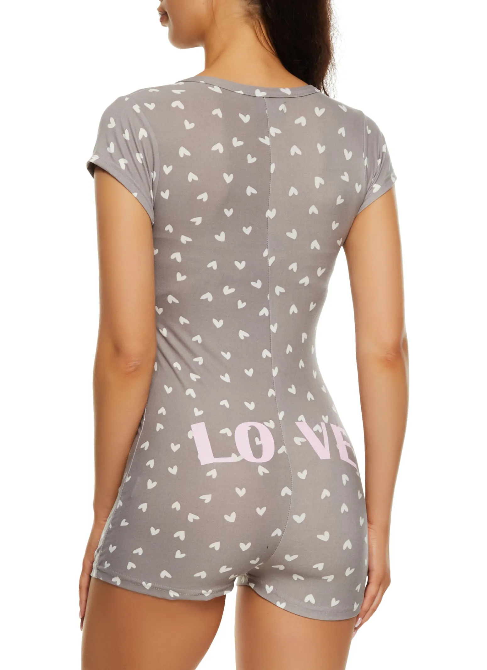 Love Heart Print Pajama Romper sold by Rainbow