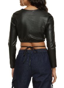 Faux Leather Tie Hem Crop Top sold by Rainbow