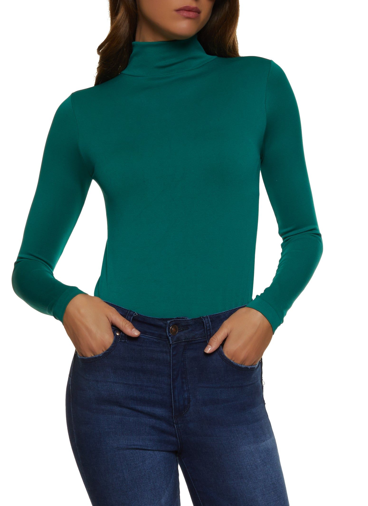Basic Mock Neck Long Sleeve Bodysuit sold by Rainbow product image thumbnail 2