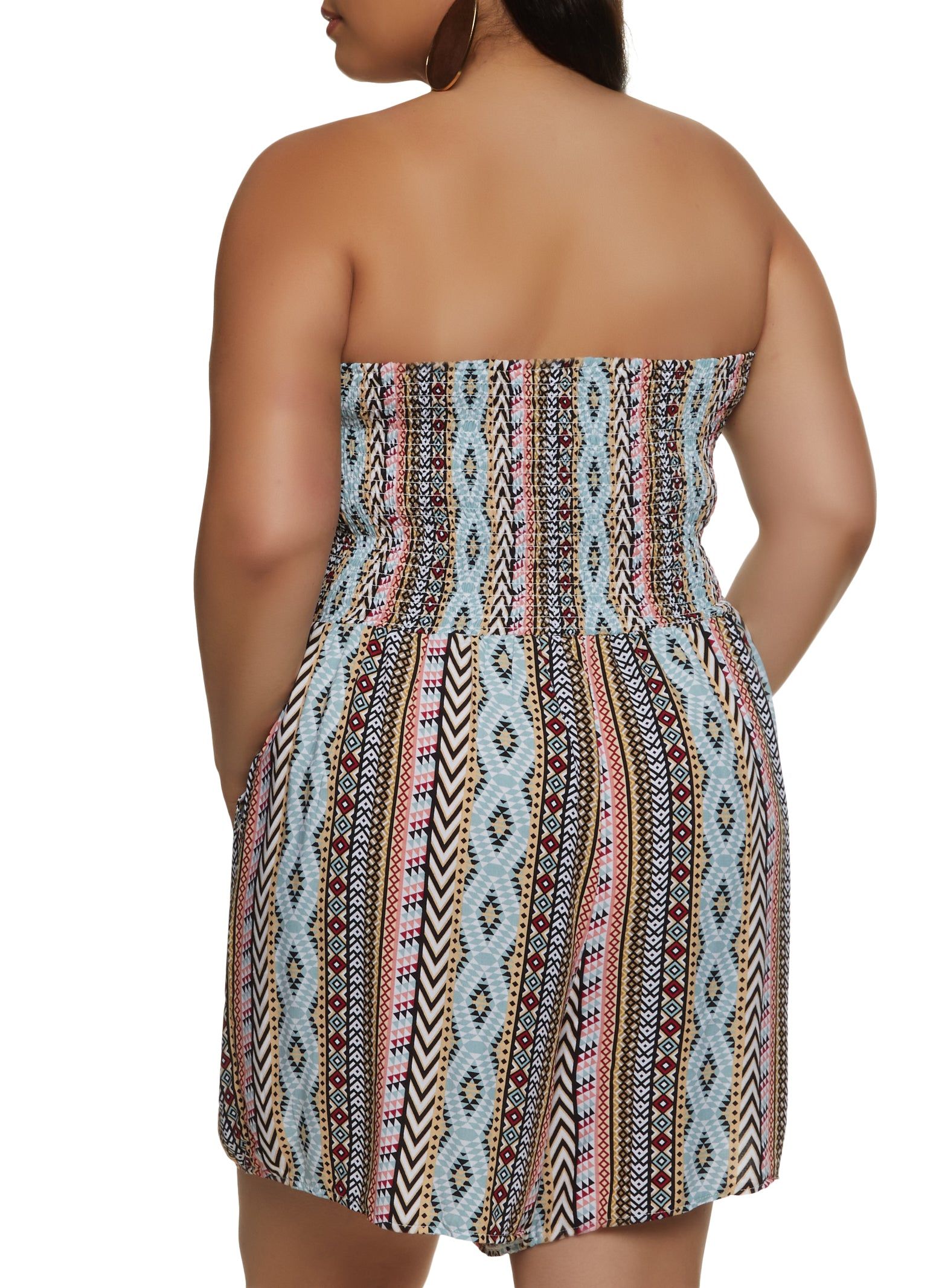 Plus Size Boho Print Smocked Tube Romper sold by Rainbow product image thumbnail 2