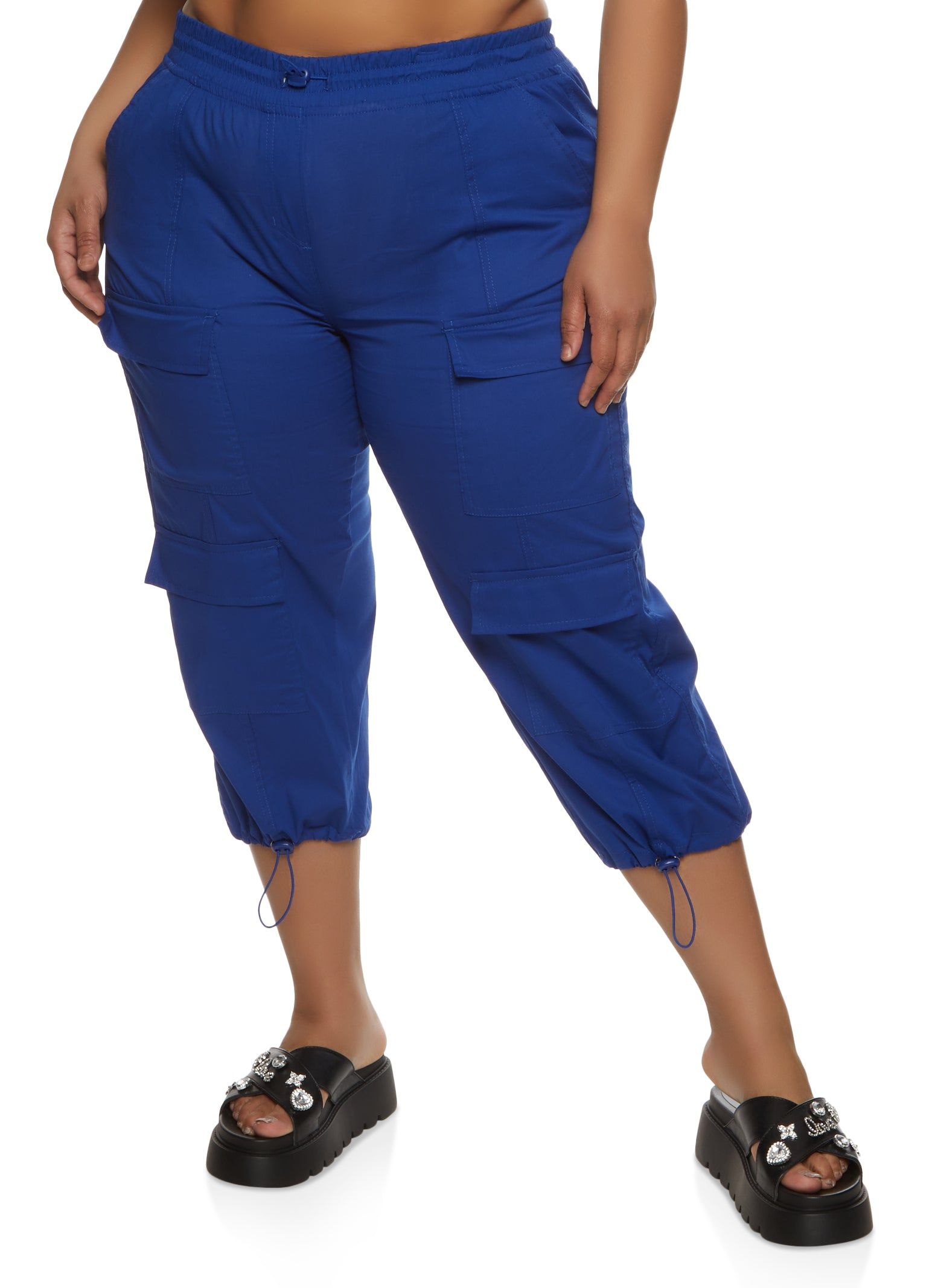 Plus Size Poplin Drawstring Capri Pants sold by Rainbow