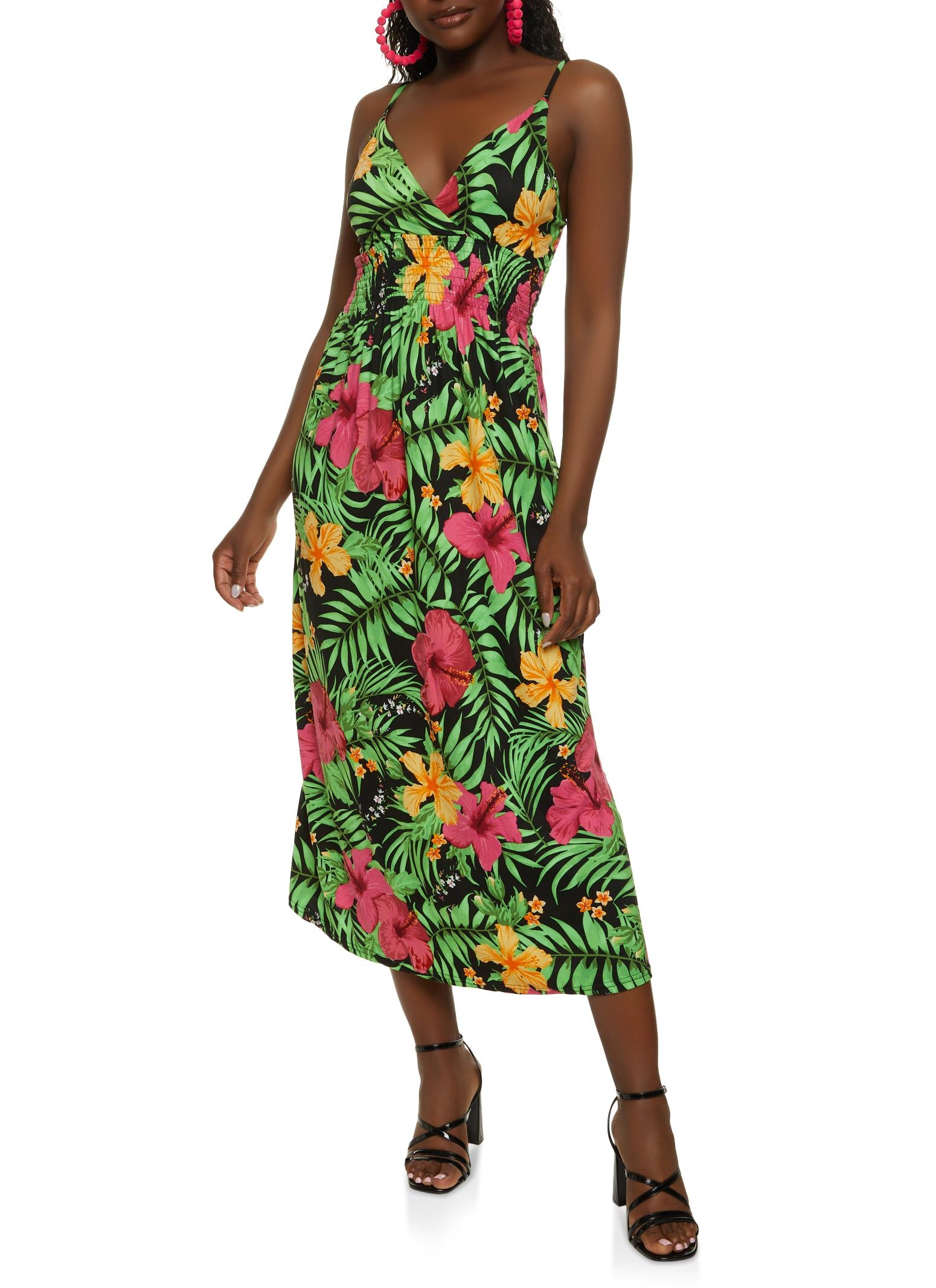 Tropical Print Smocked Waist Maxi Dress sold by Rainbow product image thumbnail 2